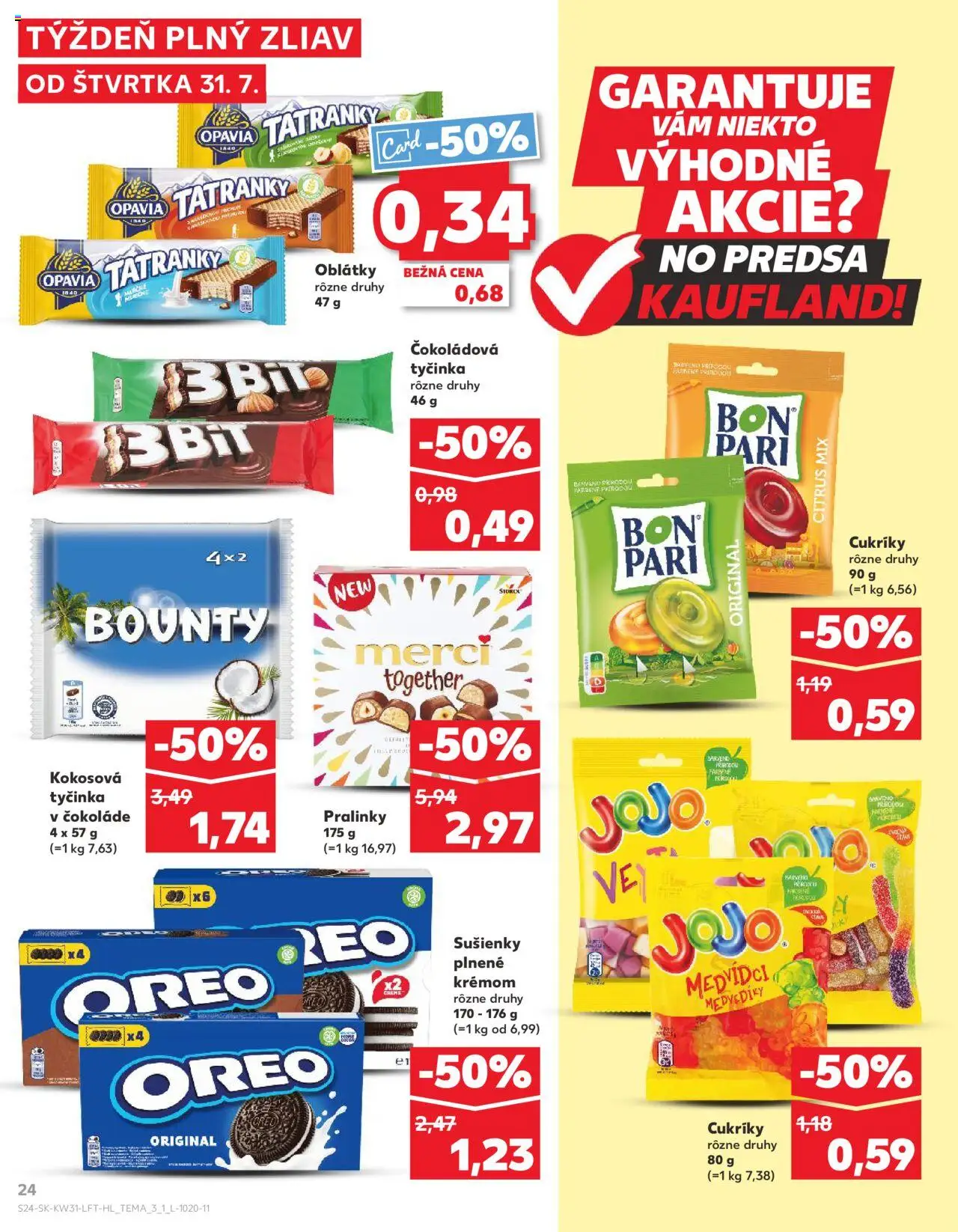 Nové Kaufland akcie – leták je platný od 31.07.2025 | Strana: 24 | Produkty: Merci, Cukríky