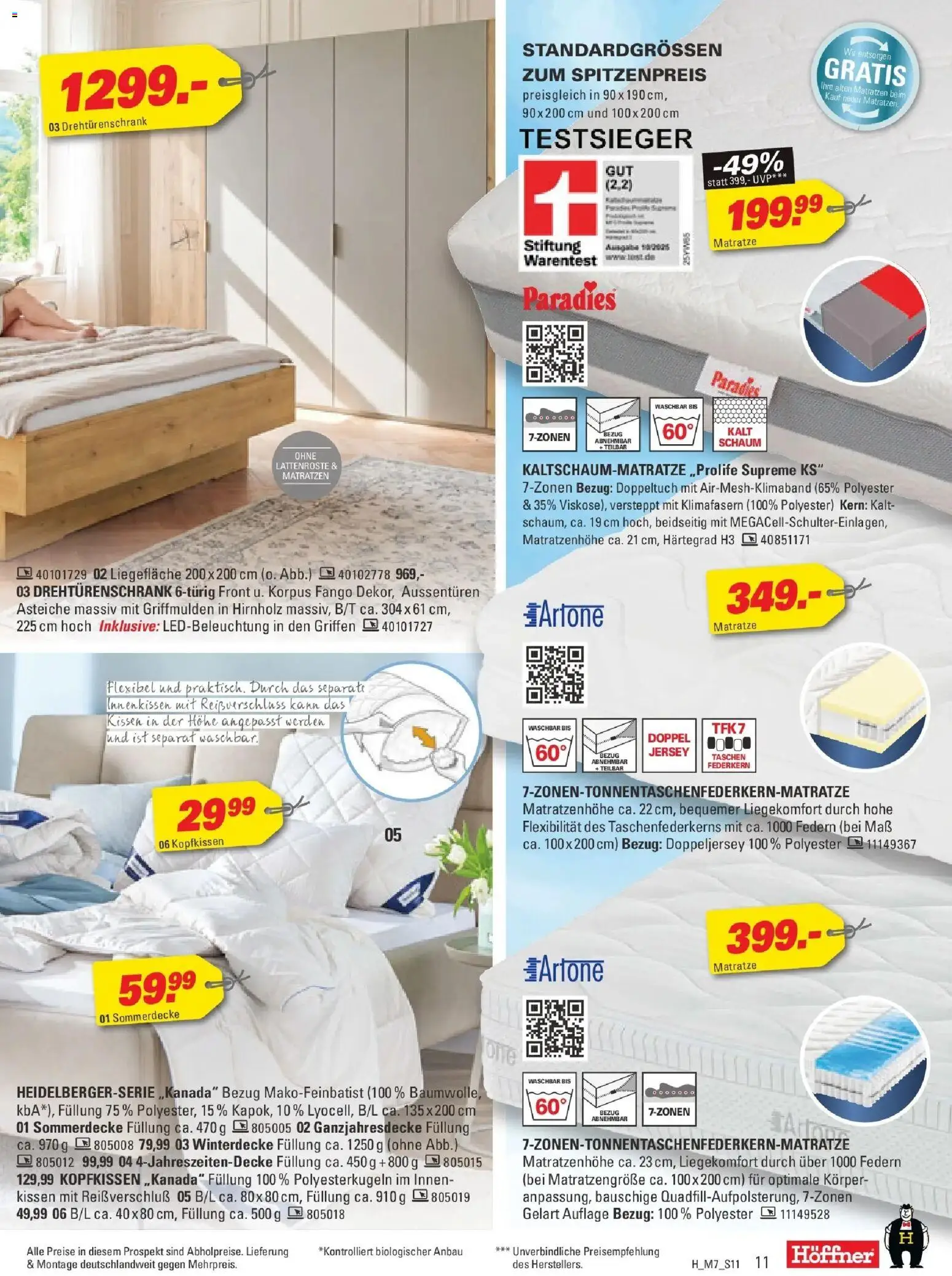 Höffner Prospekt Paderborn (ab 12.08.2026) zum Blättern | Seite: 11 | Produkte: Matratze, Kissen, Taschen, Kopfkissen