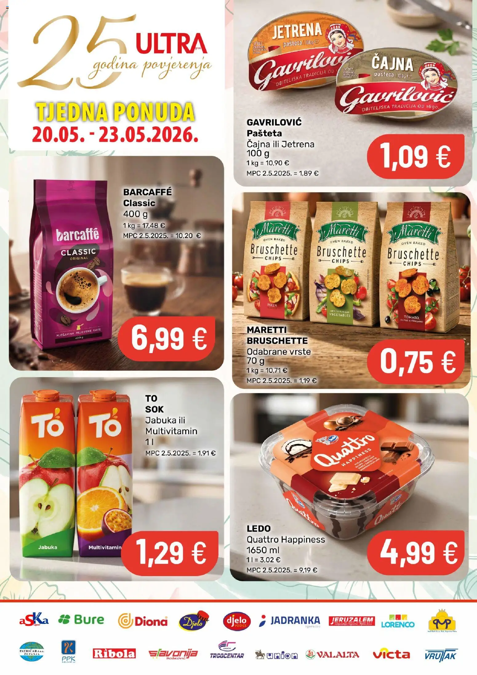 Djelo katalog | vrijedi od 20.05.2026 | Stranica: 1 | Proizvodi: Barcaffe, Ledo, Pašteta, Jabuka