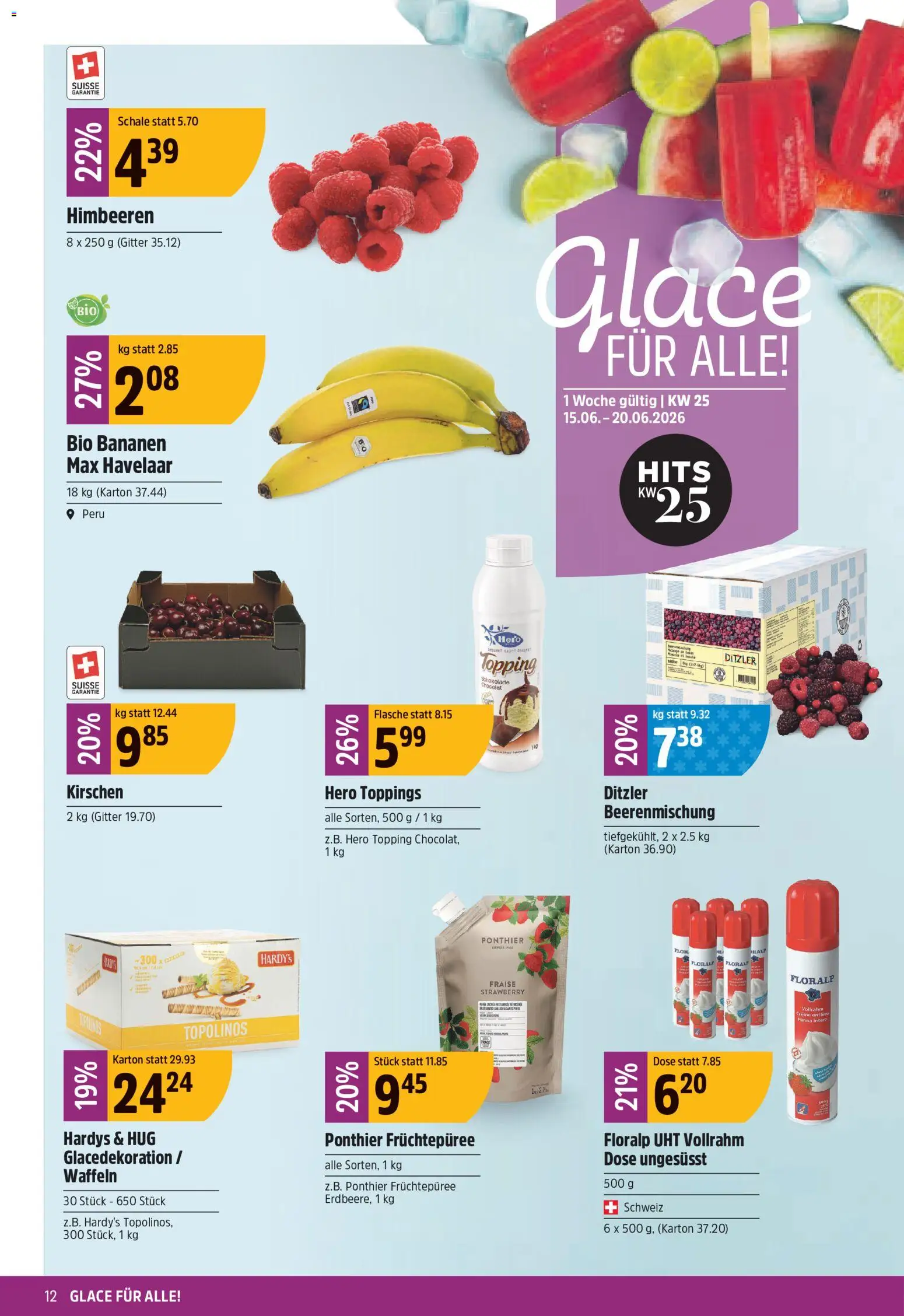 TopCC aktionen – gültig ab 15.06.2026 | Seite: 12 | Produkte: Gitter, Glace, Waffeln, Bananen
