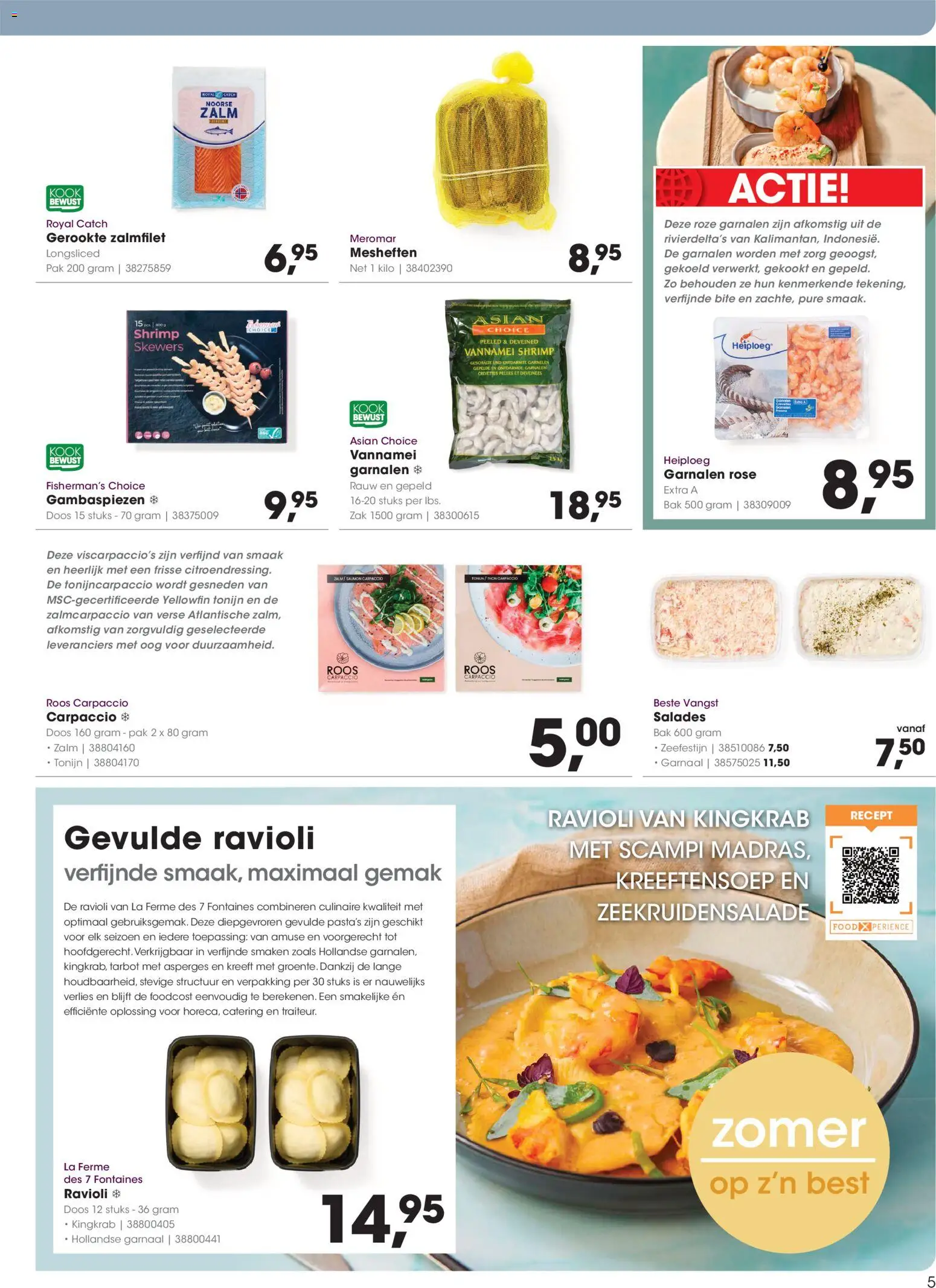 {H1} | Pagina: 5 | Producten: Scampi, Salades, Carpaccio, La
