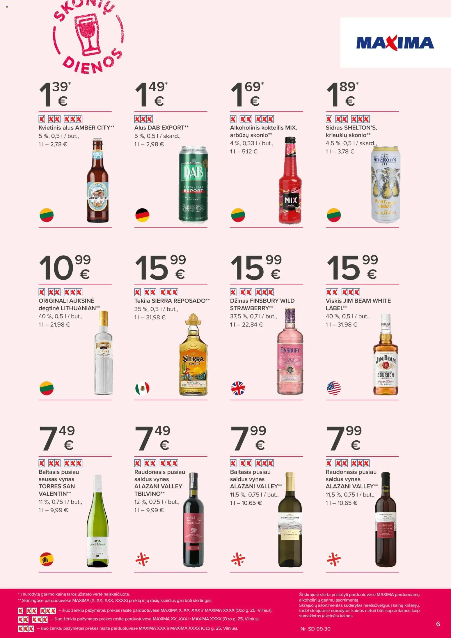 MAXIMA akcijos nuo 2026.09.17 | Puslapis: 6 | Prekių: Degtinė, Viskis, Alus, Džinas