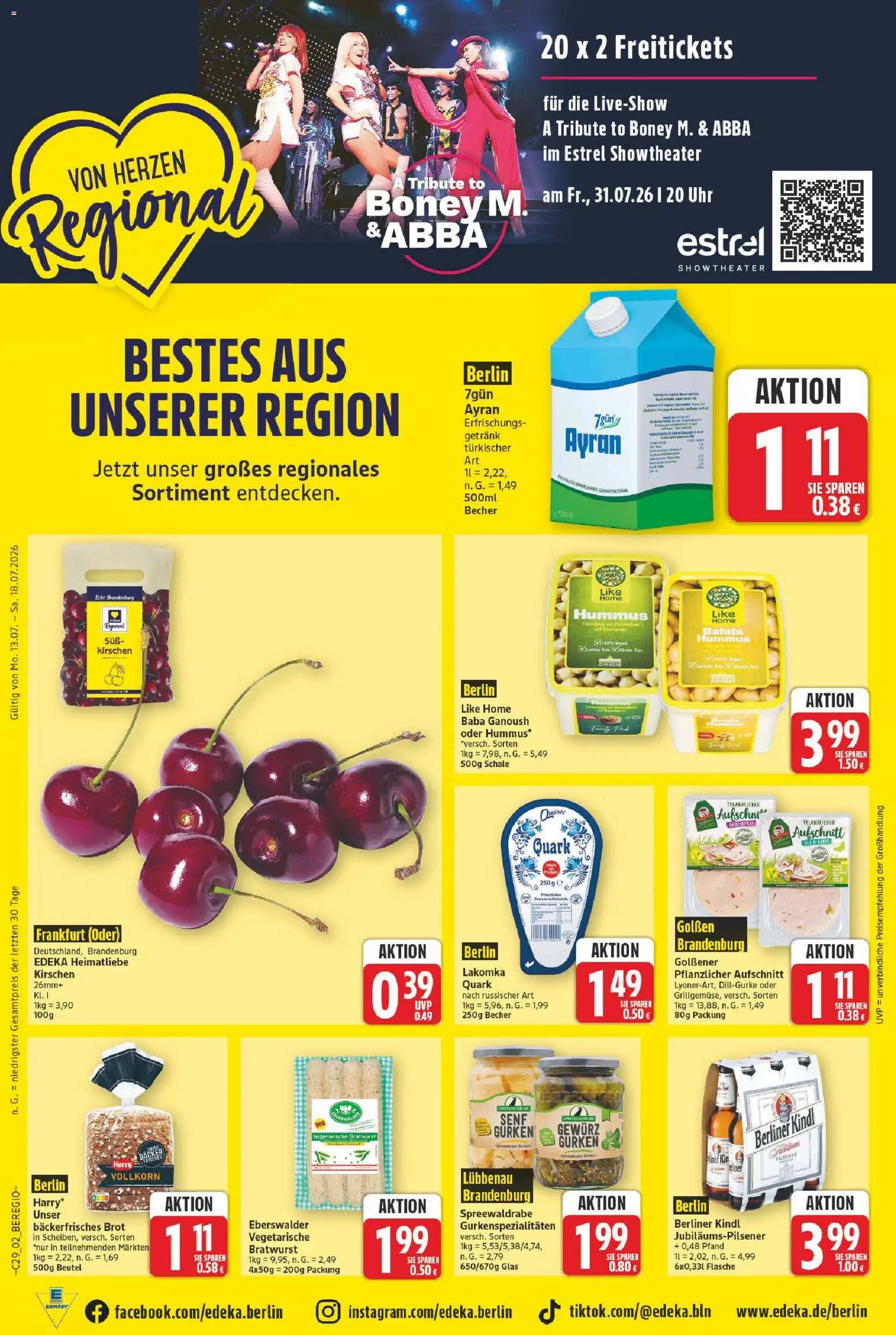 E center Prospekt – gültig ab 13.07.2026 | Seite: 2 | Produkte: Bratwurst, Kirschen, Brot, Gurken