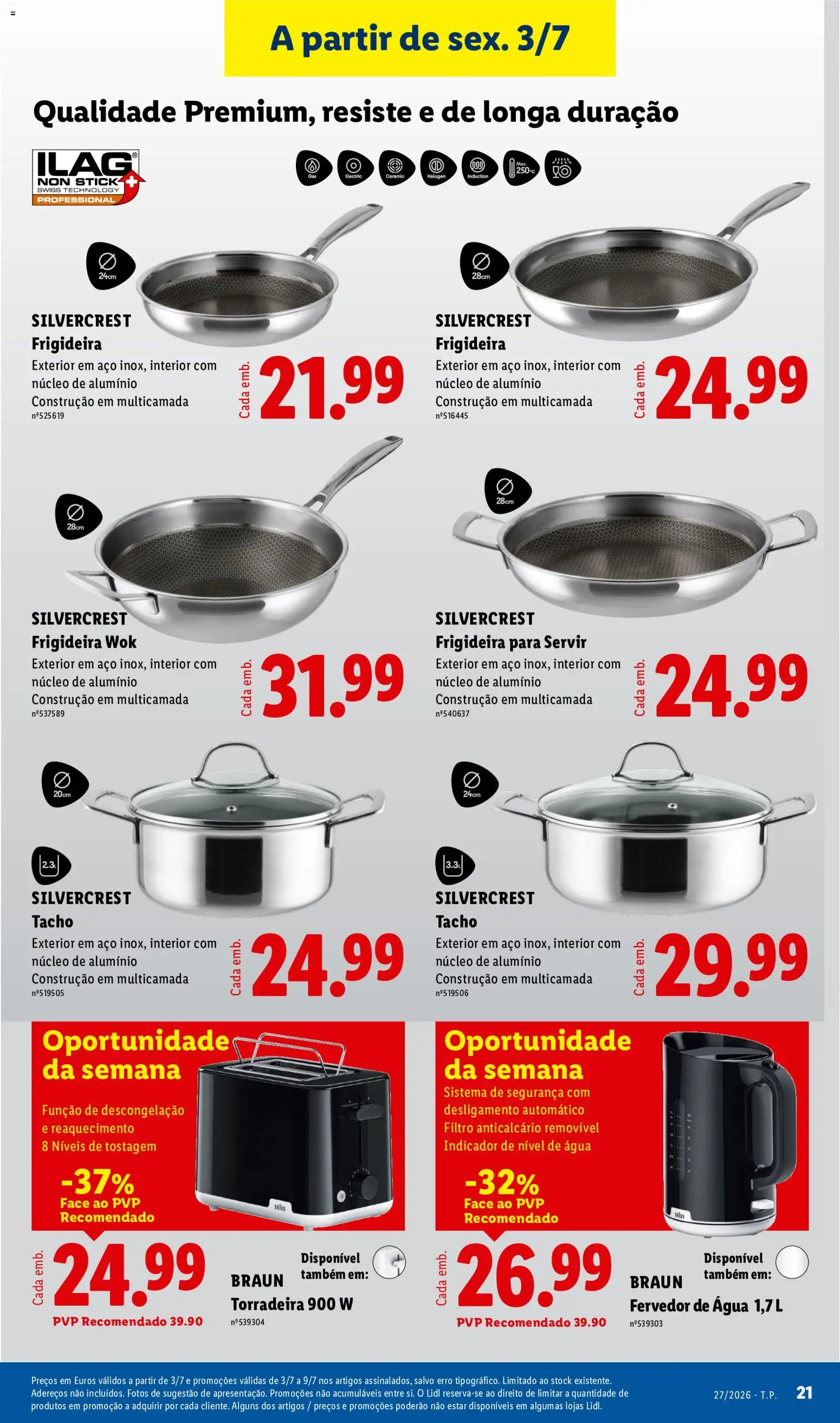 Lidl Novidades │ válido de 29/06/2026 | Página: 21 | Produtos: Agua, Torradeira, Frigideira