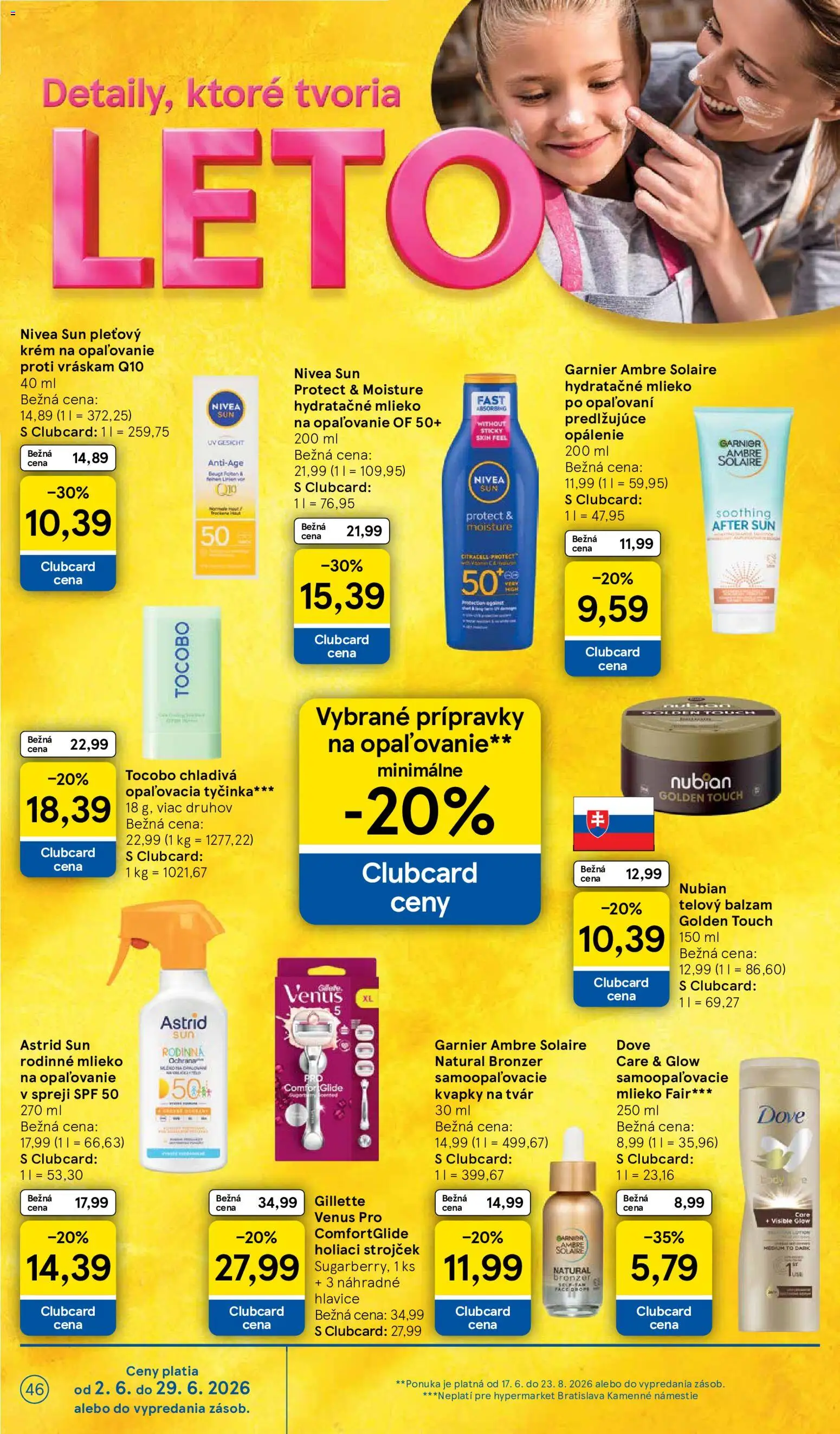 Nové Tesco akcie – leták je platný od 17.06.2026 | Strana: 46 | Produkty: Strojček, Holiaci strojček, Mlieko, Bronzer