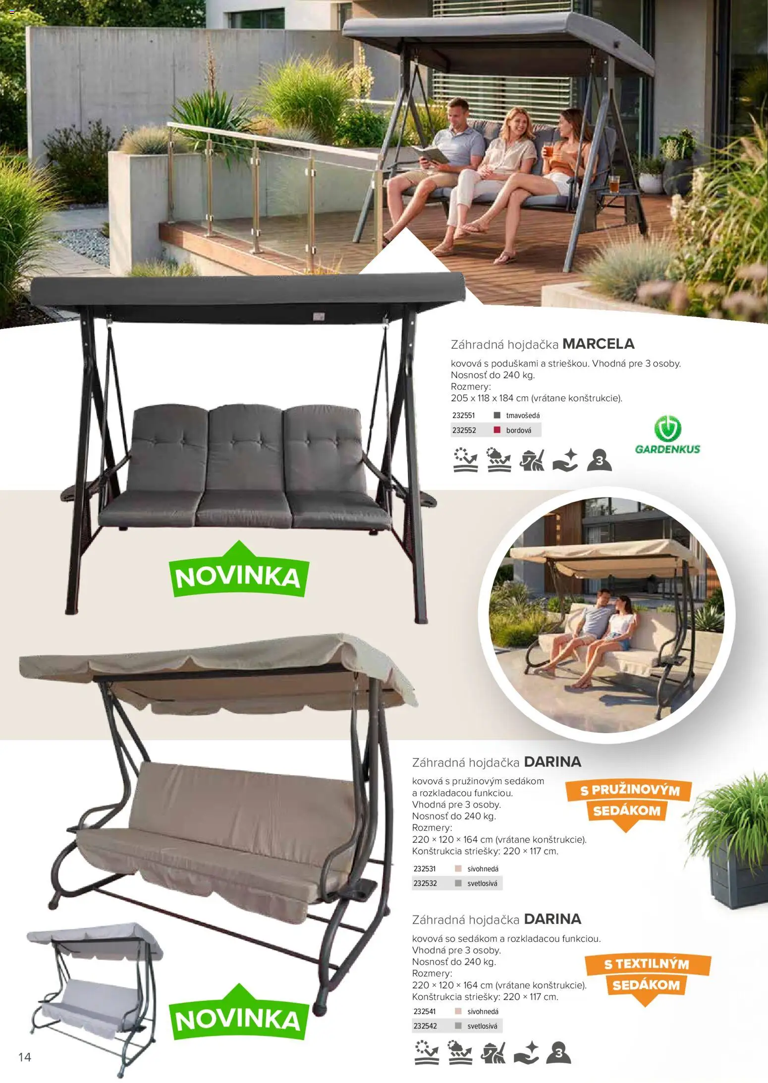 Nové Kinekus akcie – leták je platný od 17.06.2026 | Strana: 14 | Produkty: Zahradná hojdačka, Hojdačka
