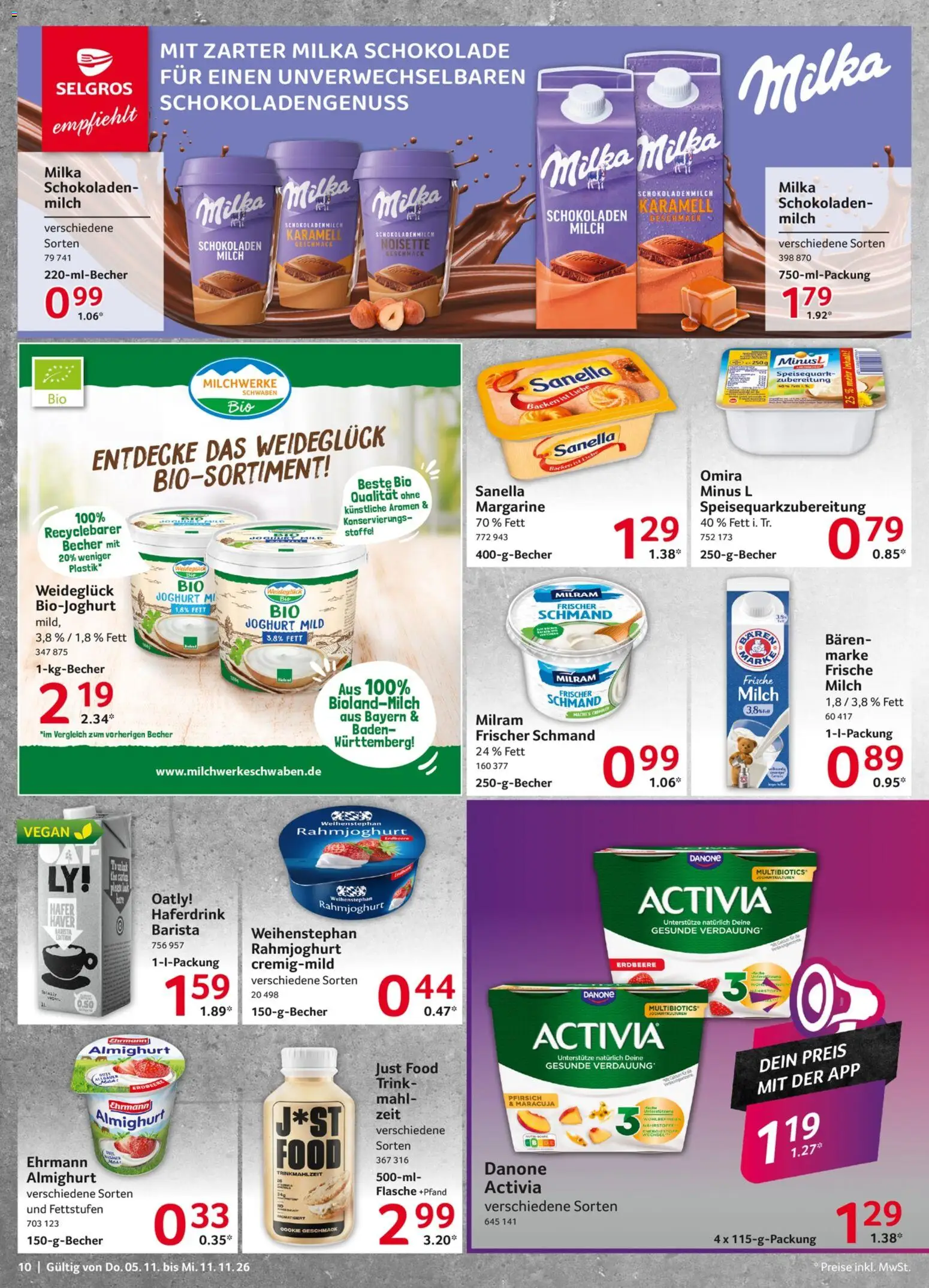 Selgros Prospekt – gültig ab 05.11.2026 | Seite: 10 | Produkte: Joghurt, Milka schokolade, Haferdrink, Speisequark