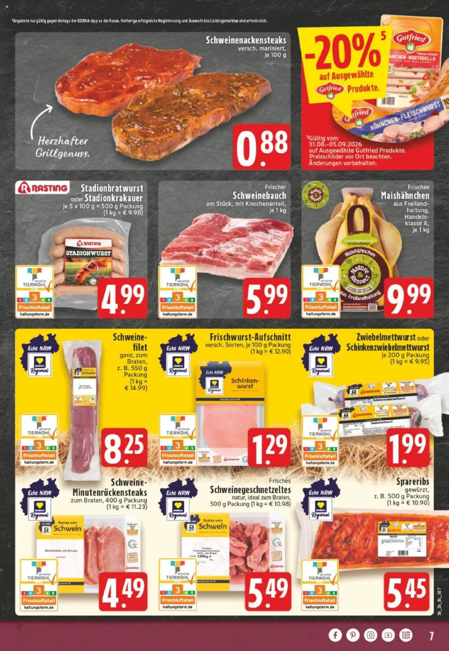 Edeka Prospekt Dortmund – gültig ab 31.08.2026 | Seite: 7 | Produkte: Schweinebauch, Wurst, Schinken