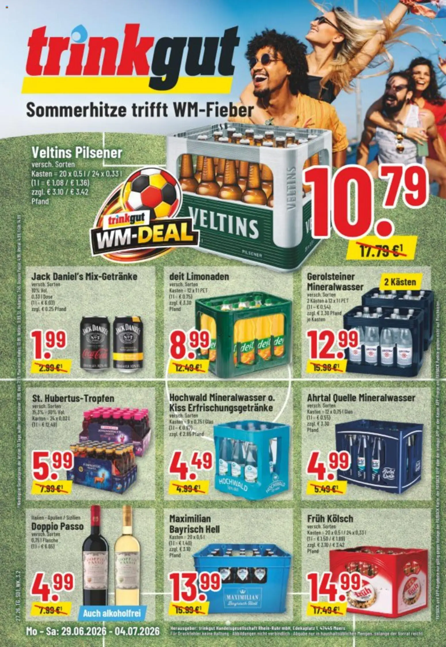 Trinkgut Prospekt – gültig ab 29.06.2026 | Seite: 1 | Produkte: Jack Daniel's, Mineralwasser, Veltins, Gerolsteiner