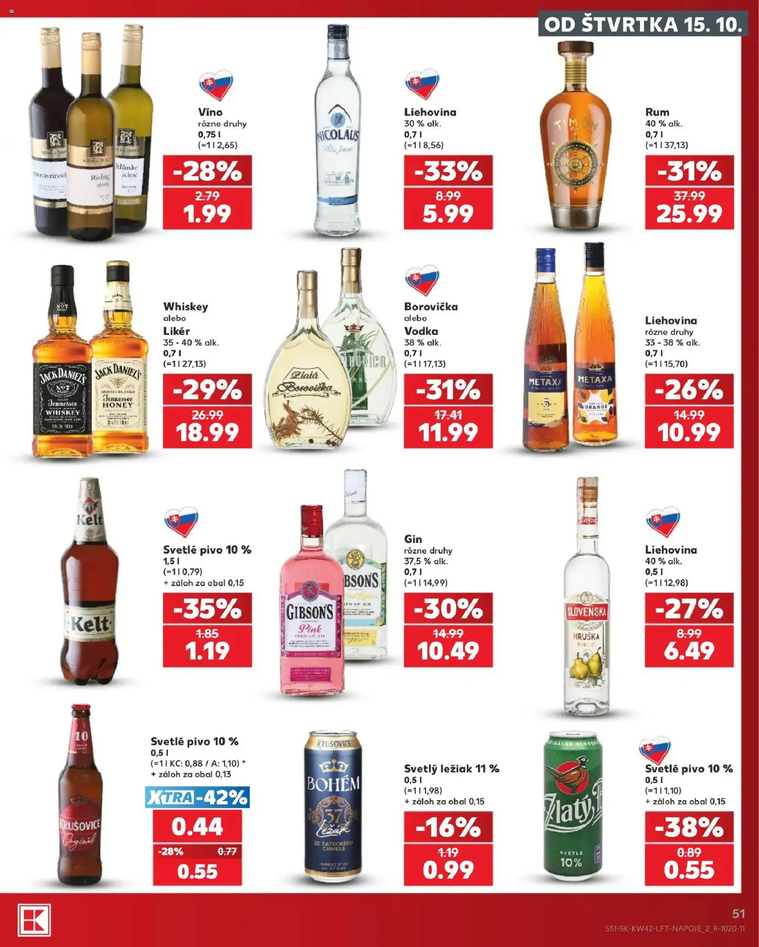 Nové Kaufland akcie – leták je platný od 15.10.2026 | Strana: 51 | Produkty: Borovička, Krušovice, Vodka, Cif