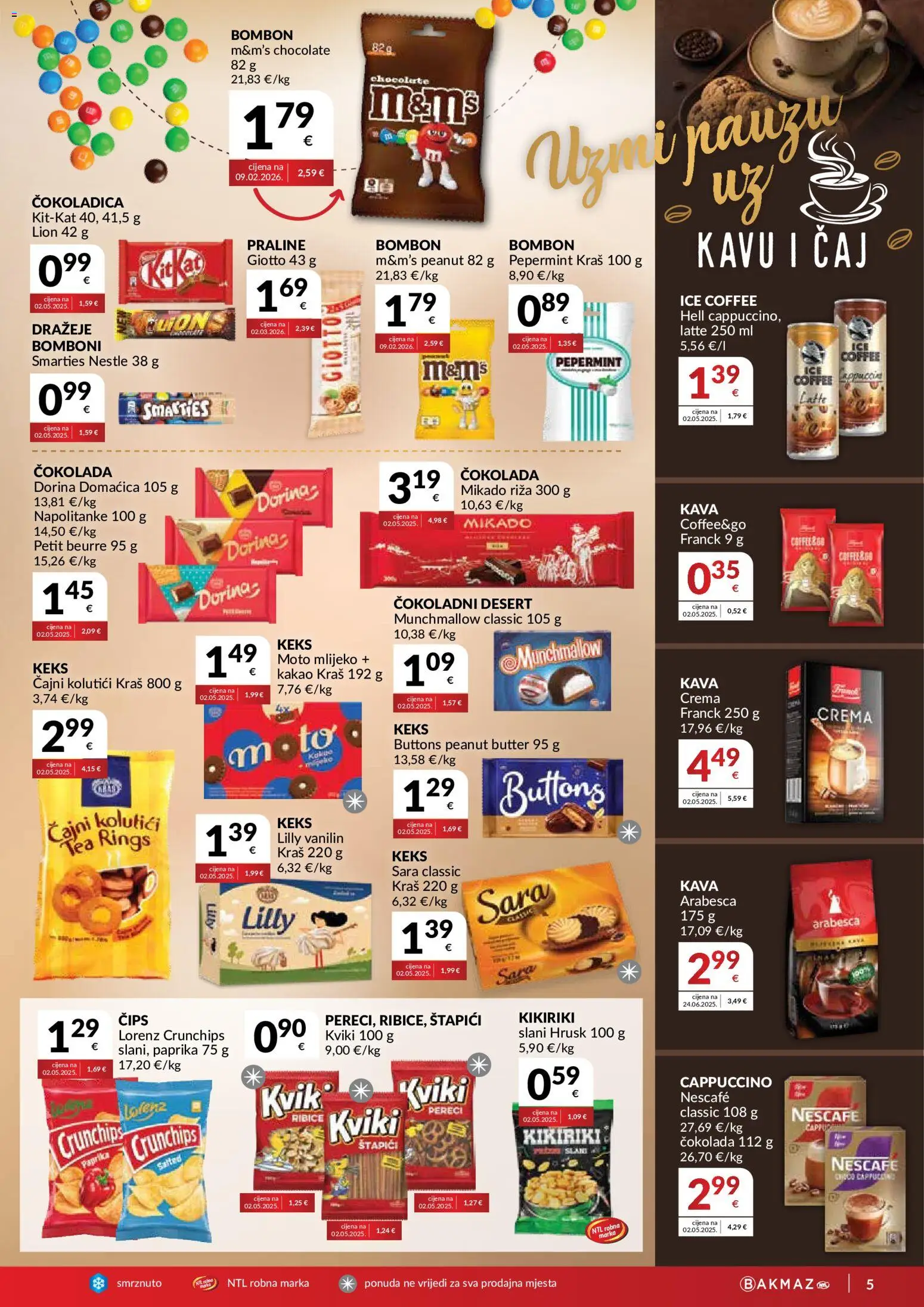 Bakmaz katalog | vrijedi od 20.05.2026 | Stranica: 5 | Proizvodi: Bomboni, Paprika, Keks, Napolitanke