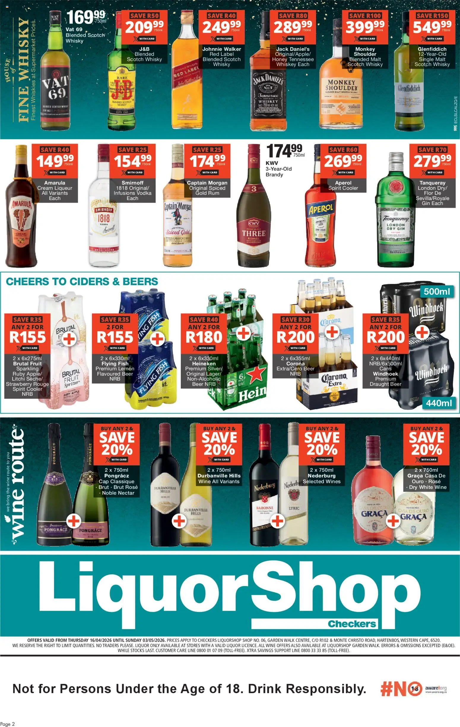 New Checkers catalogue – valid from 16.04.2026 | Page: 2 | Products: Cooler, Wine, Fish, Cream