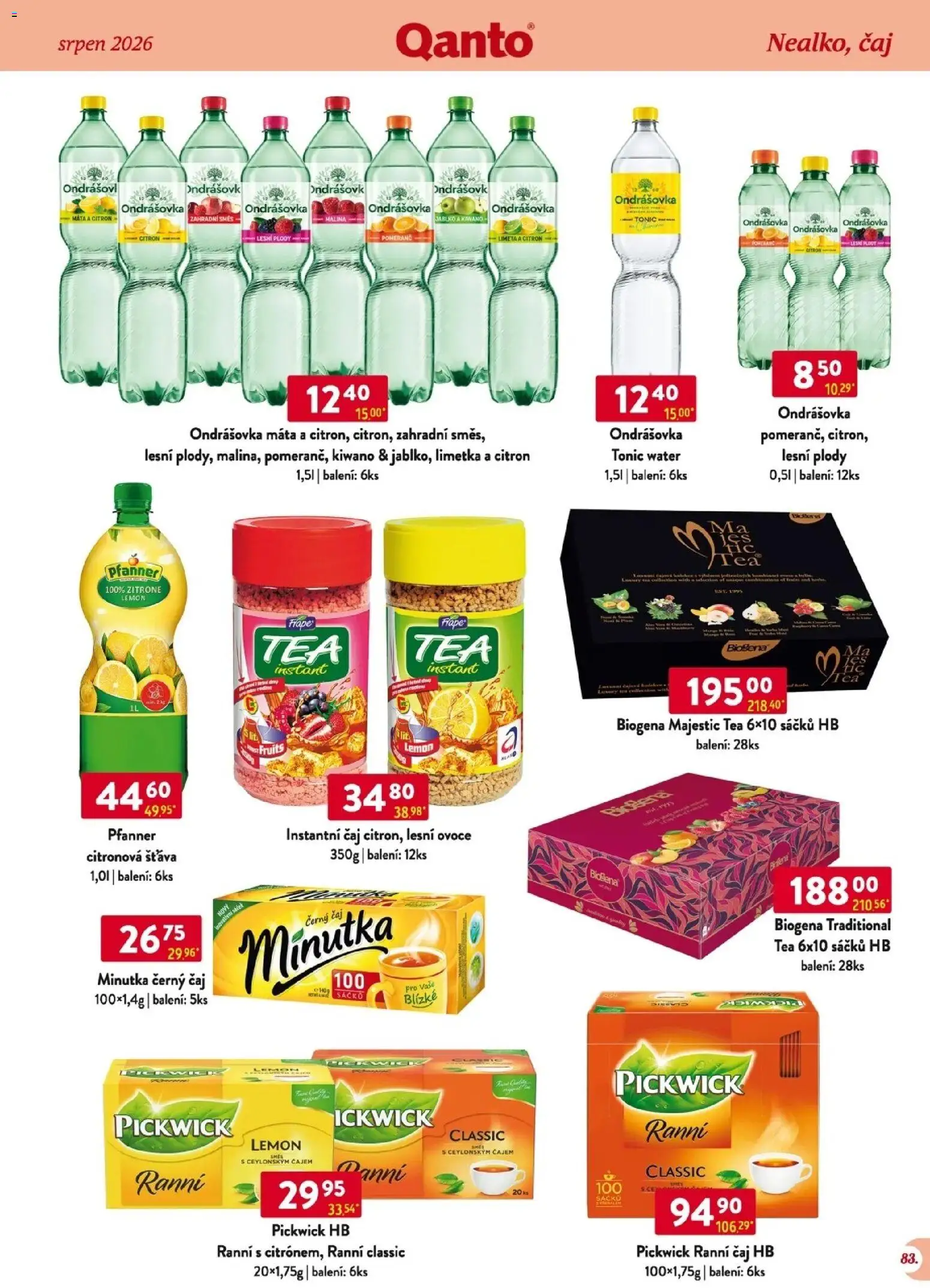Astur & Qanto leták - Velkoobchod 08/2026 od 01.08.2026 | Strana: 84 | Produkty: Čaj, Tonic, Citronová šťáva, Šťáva