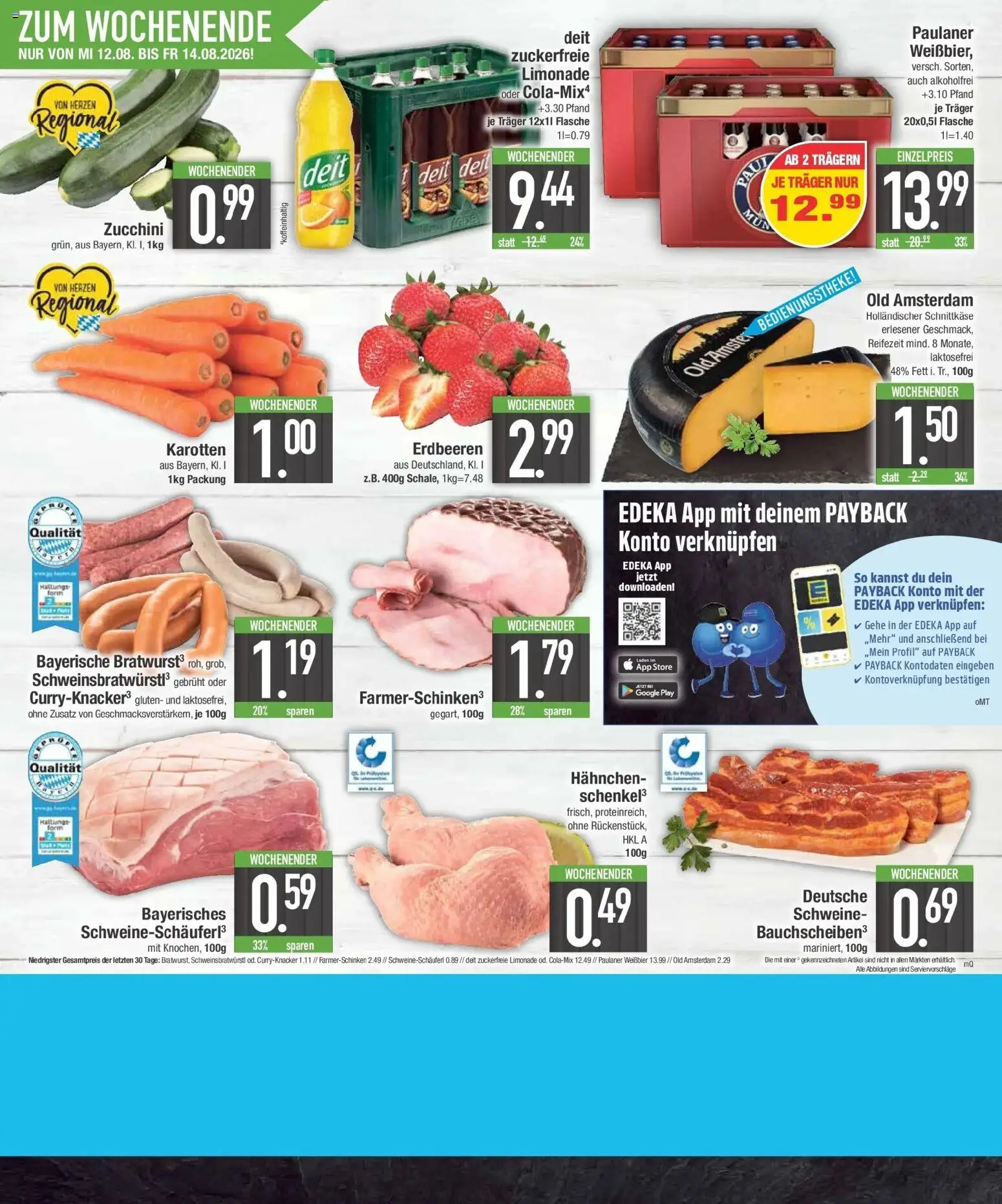 E center Prospekt Kolbermoor (ab 10.08.2026) zum Blättern | Seite: 22 | Produkte: Weißbier, Zucchini, Erdbeeren, Paulaner
