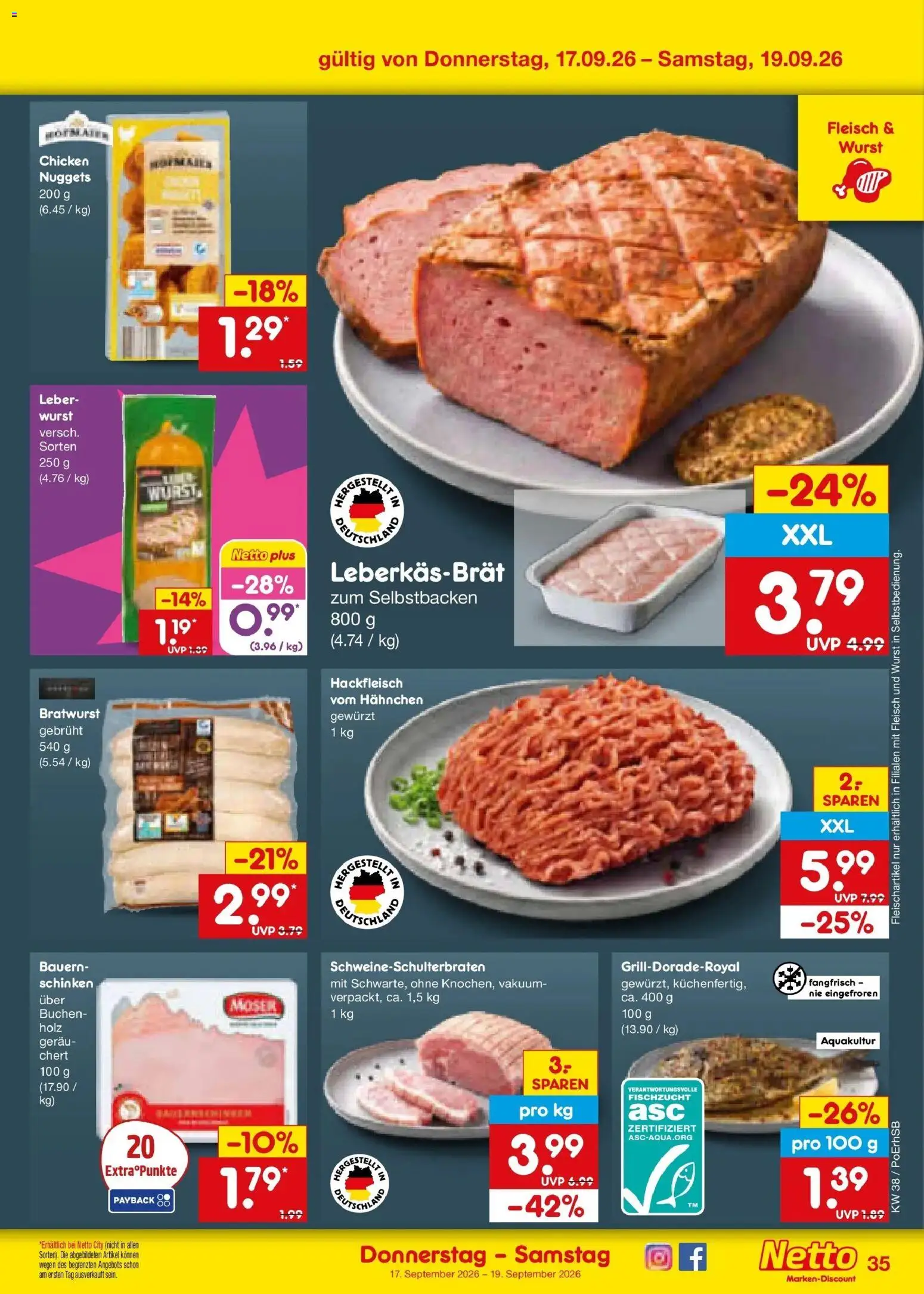 Netto Marken-Discount Prospekt Amberg – gültig ab 14.09.2026 | Seite: 49 | Produkte: Hahnchen, Wurst, Schinken, Hackfleisch