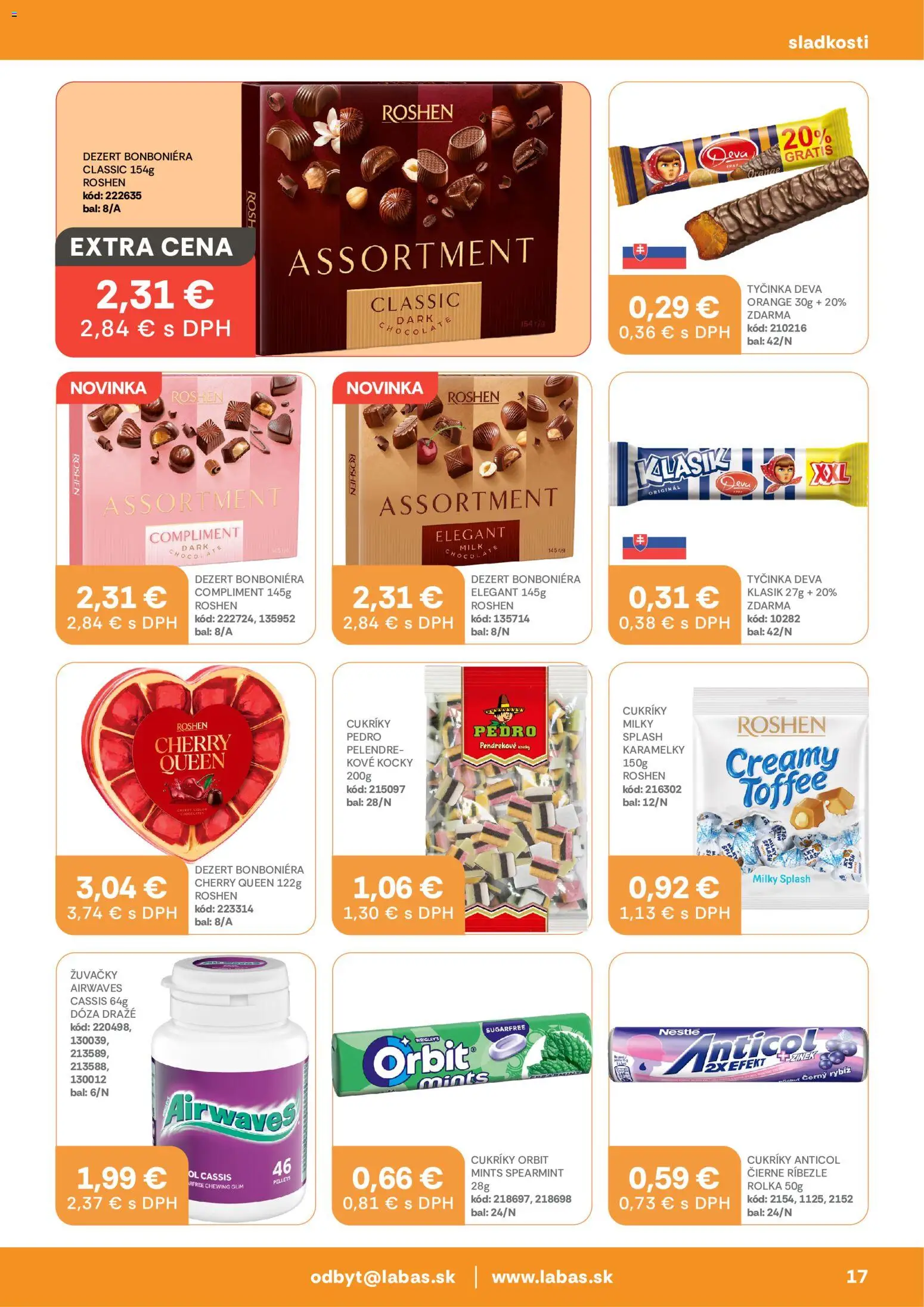 Nové Labaš akcie – leták je platný od 11.09.2026 | Strana: 17 | Produkty: Ríbezle, Cukríky, Bonboniéra, Žuvačky