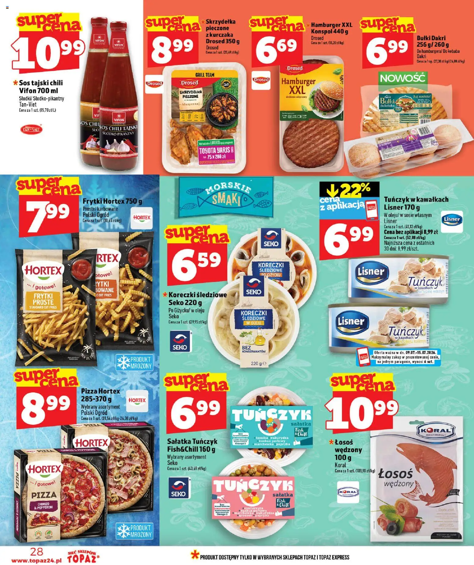 Topaz gazetka - Ceny małe na stałe od 09.07.2026 | Strona: 28 | Produkty: Chili, Grill, Tuńczyk, Marchewka
