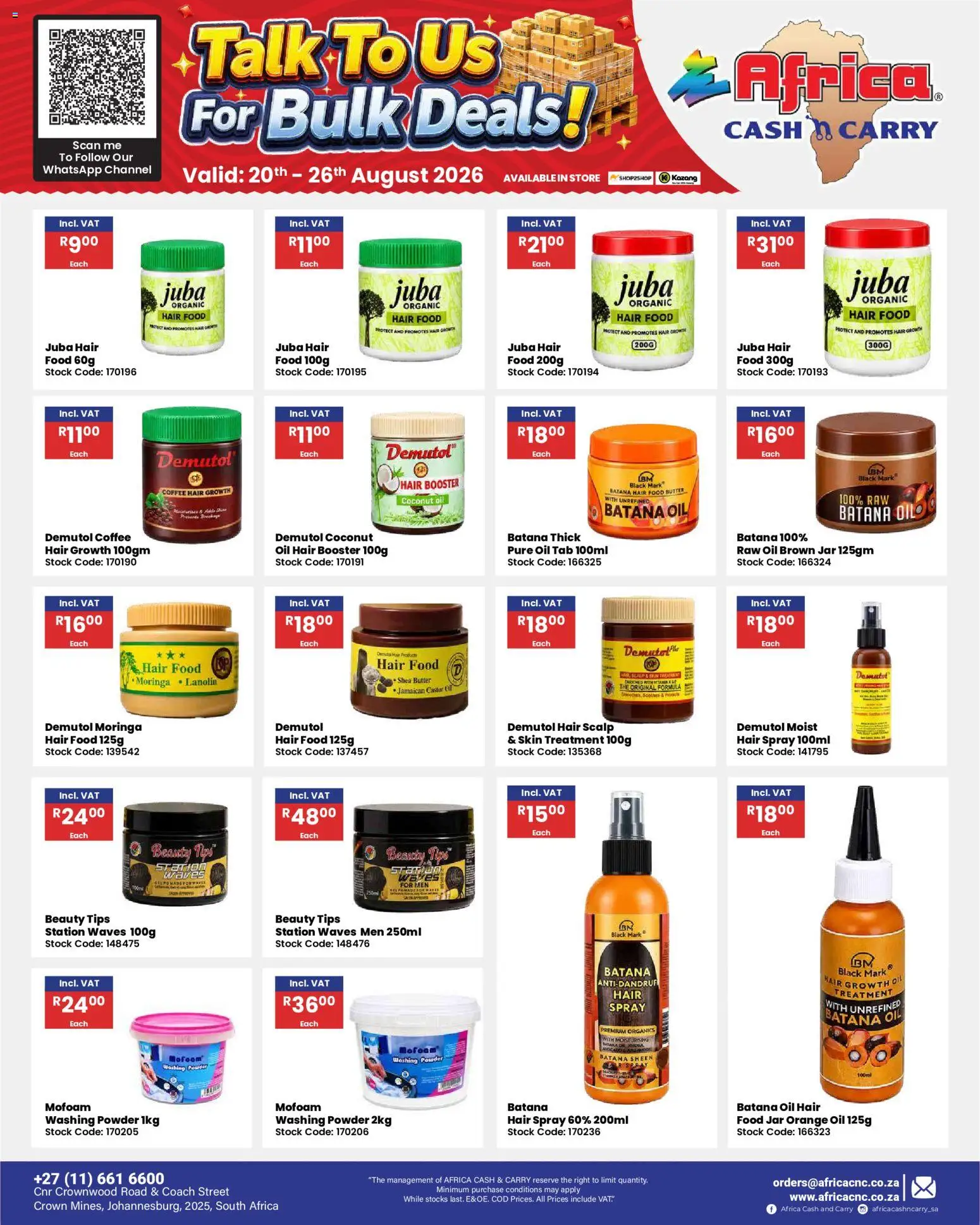 New Africa Cash & Carry catalogue – valid from 20/08/2026 | Page: 63 | Products: Coffee, Powder, Stock, Coconut oil