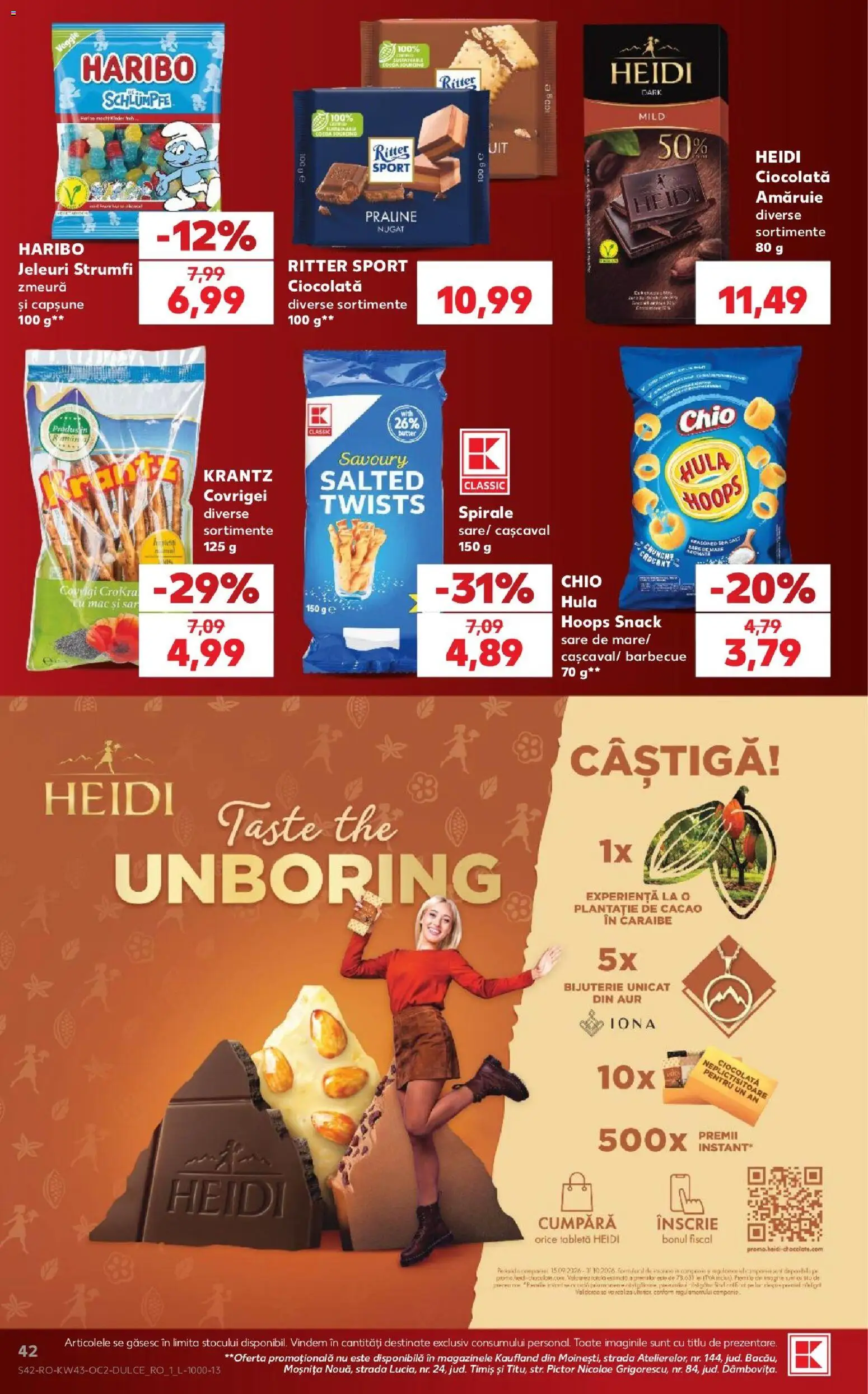 Noul catalog Kaufland – valabil de la 21.10.2026 | Pagină: 42 | Produse: Praline, Sport, Ritter Sport, Jeleuri