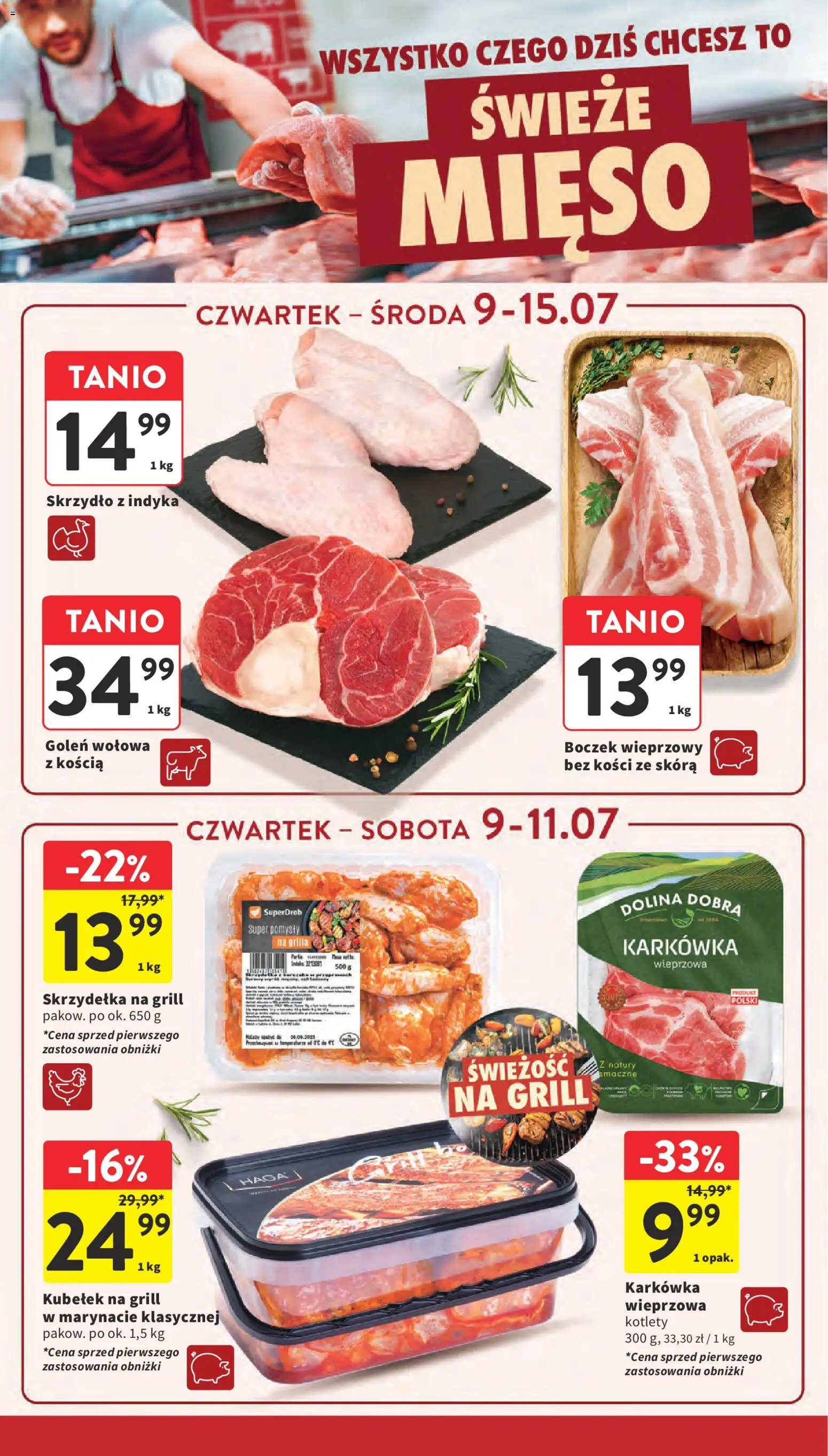 Intermarche gazetka od 09.07.2026 | Strona: 12 | Produkty: Karkówka, Boczek wieprzowy, Boczek, Kotlety