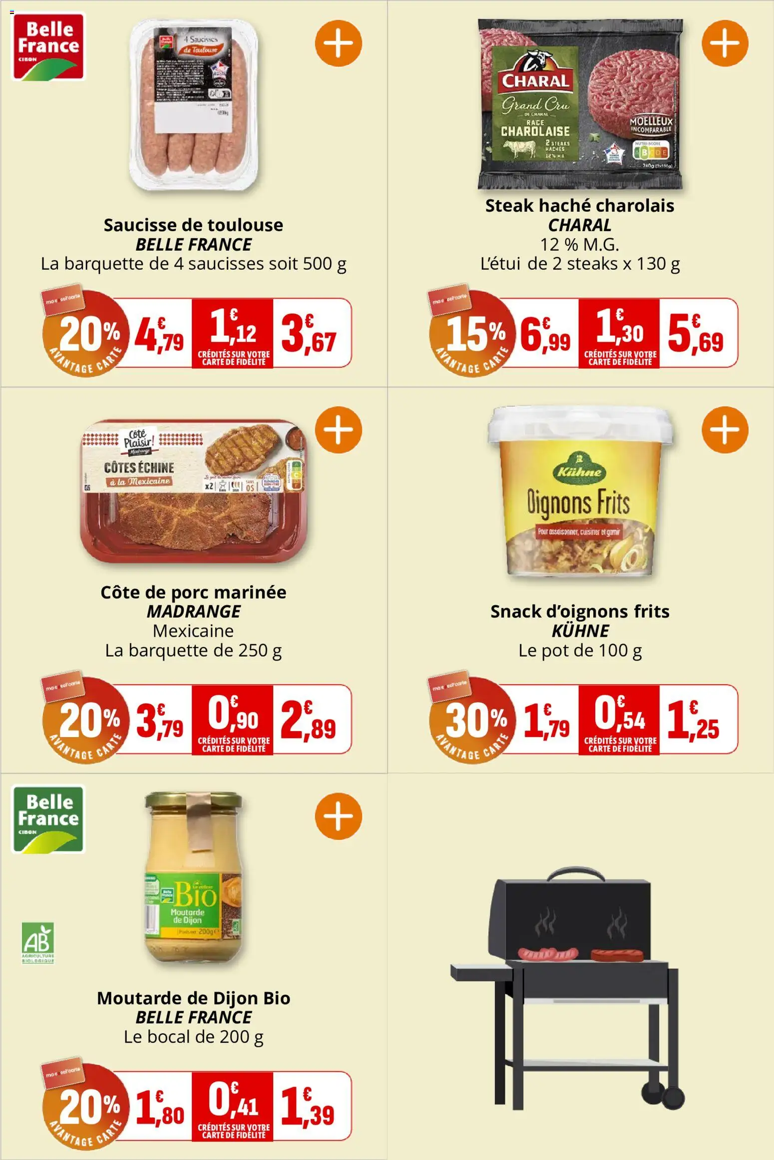 {H1} | Page: 8 | Produits: Moutarde, Saucisse, Côte de porc, Oignons