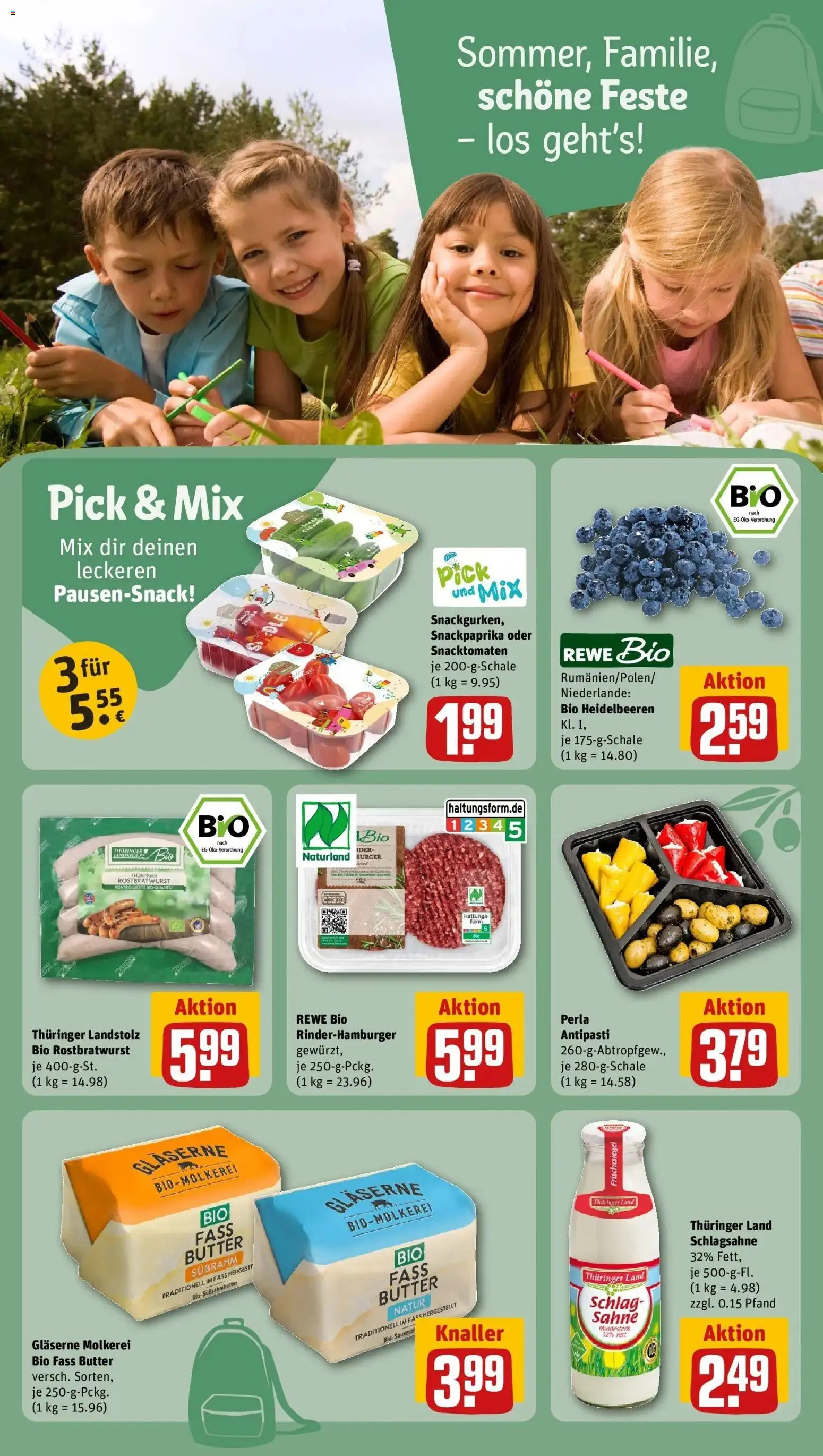 REWE Prospekt ab 10.08.2026 zum Blättern » Angebote | Seite: 12 | Produkte: Schlagsahne, Burger, Heidelbeeren, Sahne