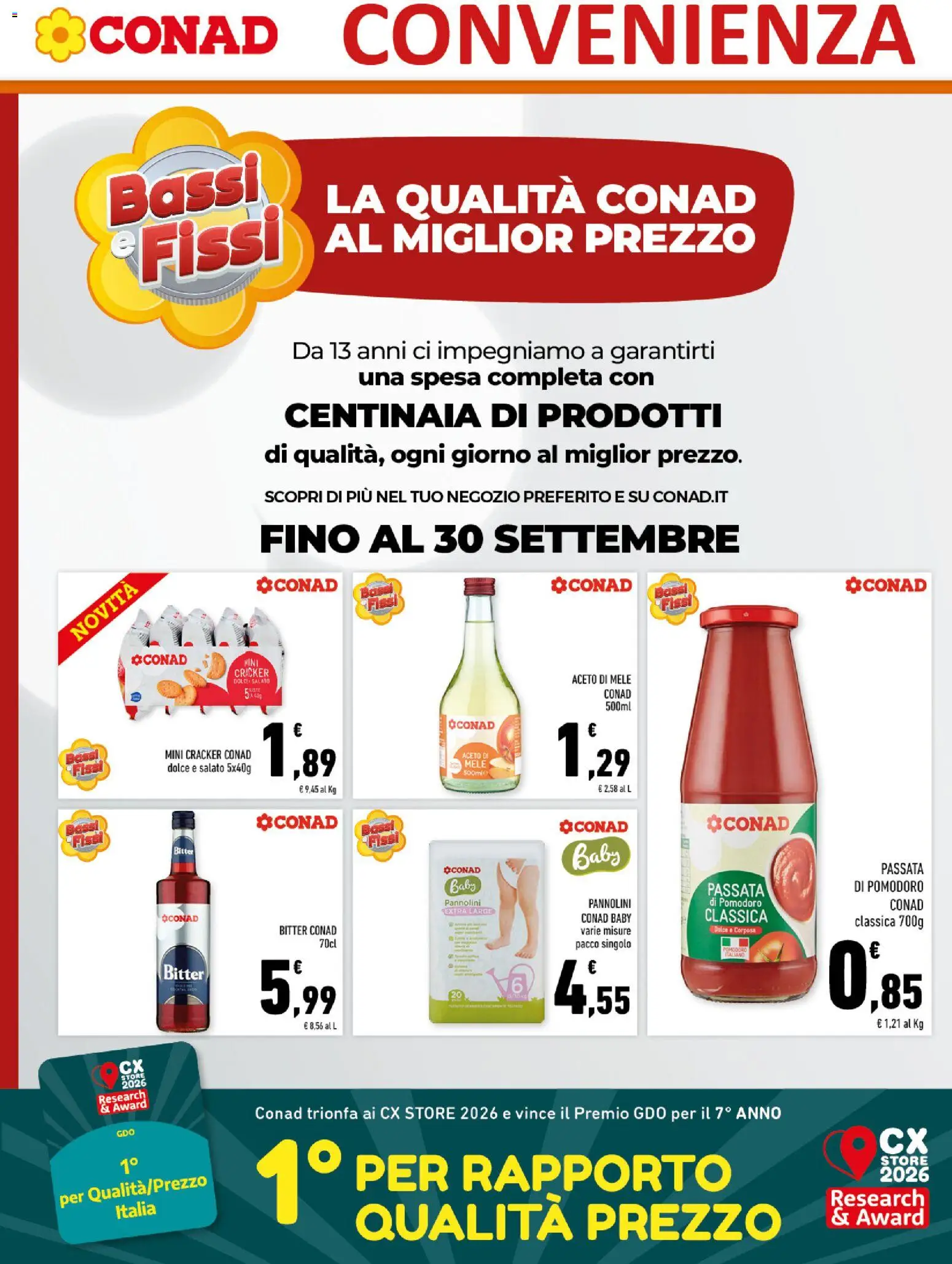 Volantino Conad del 09/09/2026 | Pagina: 6 | Prodotti: Aceto di mele, Pomodoro, Cracker, Aceto