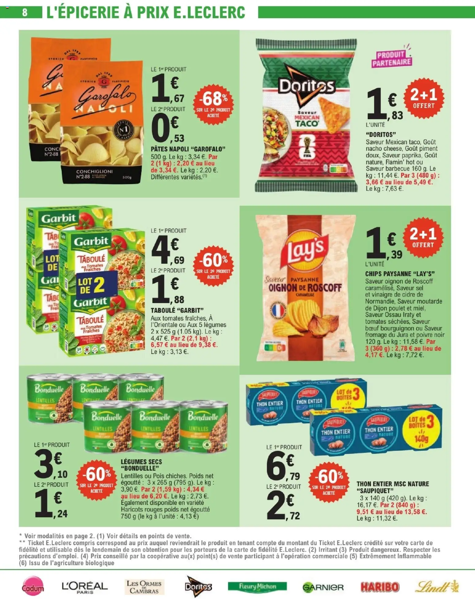 {H1} | Page: 8 | Produits: Thon, Oignon, Pois, Vinaigre
