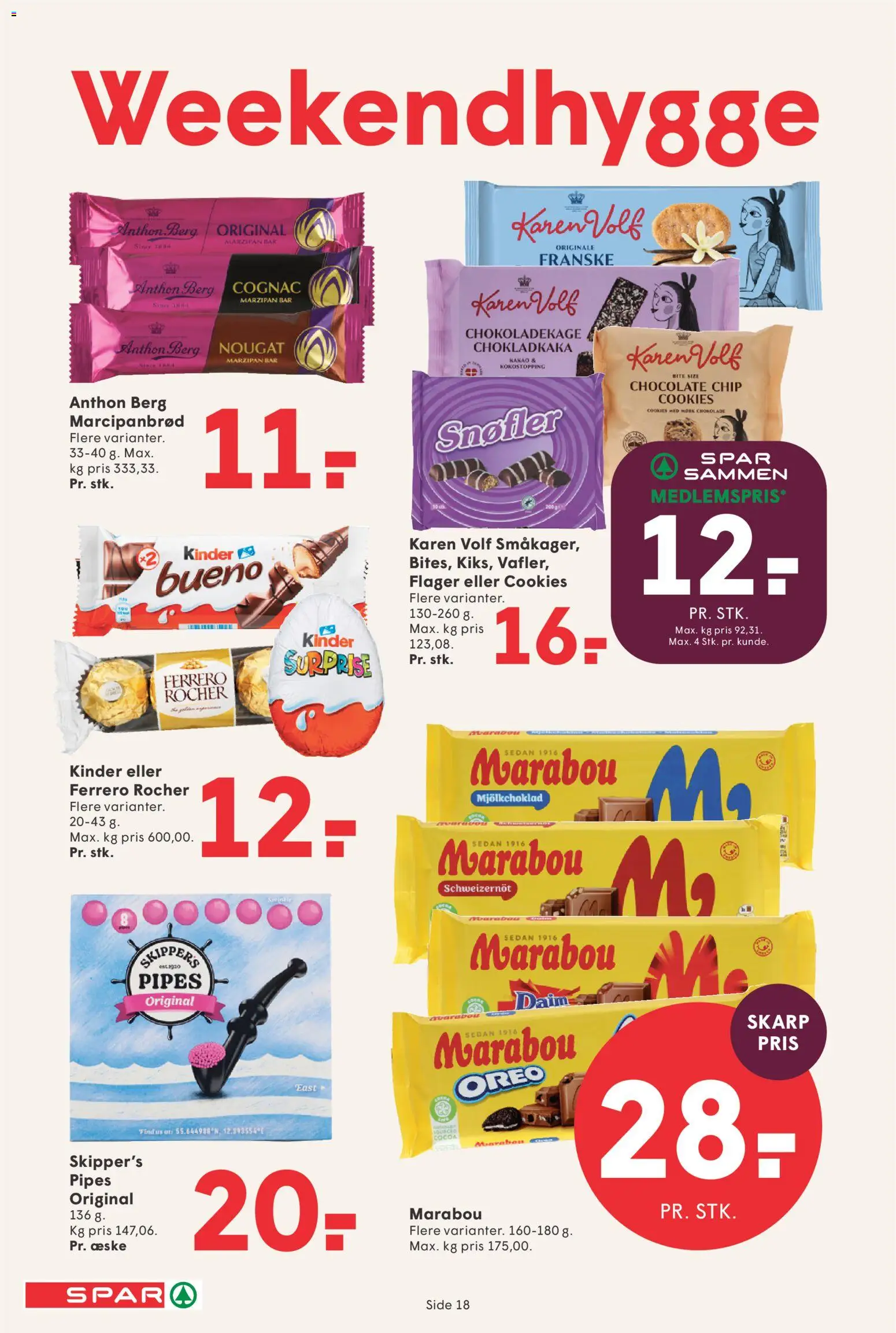 Spar tilbudsavis – gyldig fra 31/07/2026 | Side: 20 | Produkter: Chokolade, Chokoladekage, Marcipanbrød, Flager