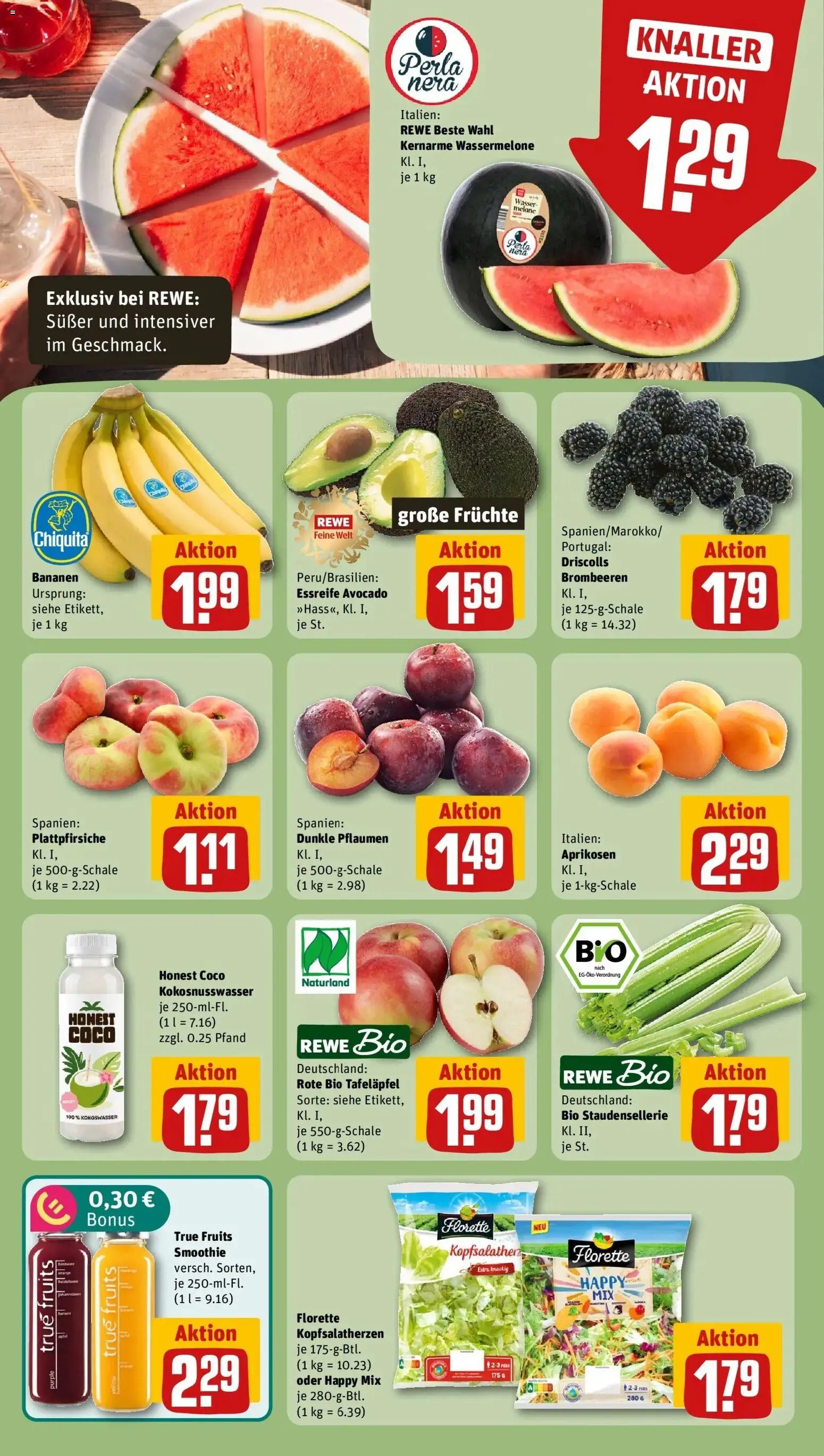 Rewe Prospekt Berlin / Mitte – gültig ab 05.07.2026 | Seite: 6 | Produkte: Pflaumen, Avocado, Wassermelone, Melone