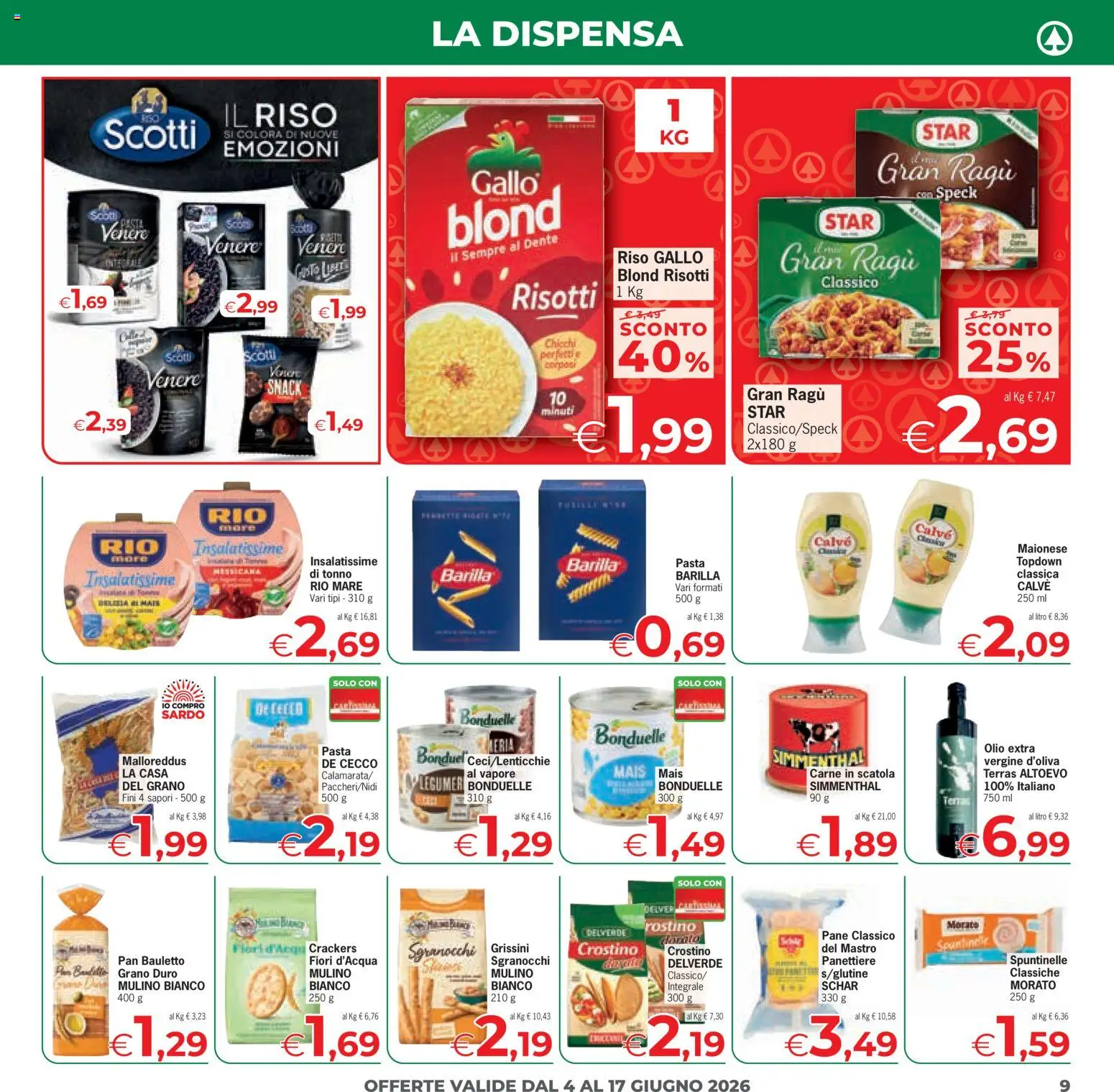 Volantino Eurospar del 04.06.2026 | Pagina: 9 | Prodotti: Speck, Riso, Tonno, Mais