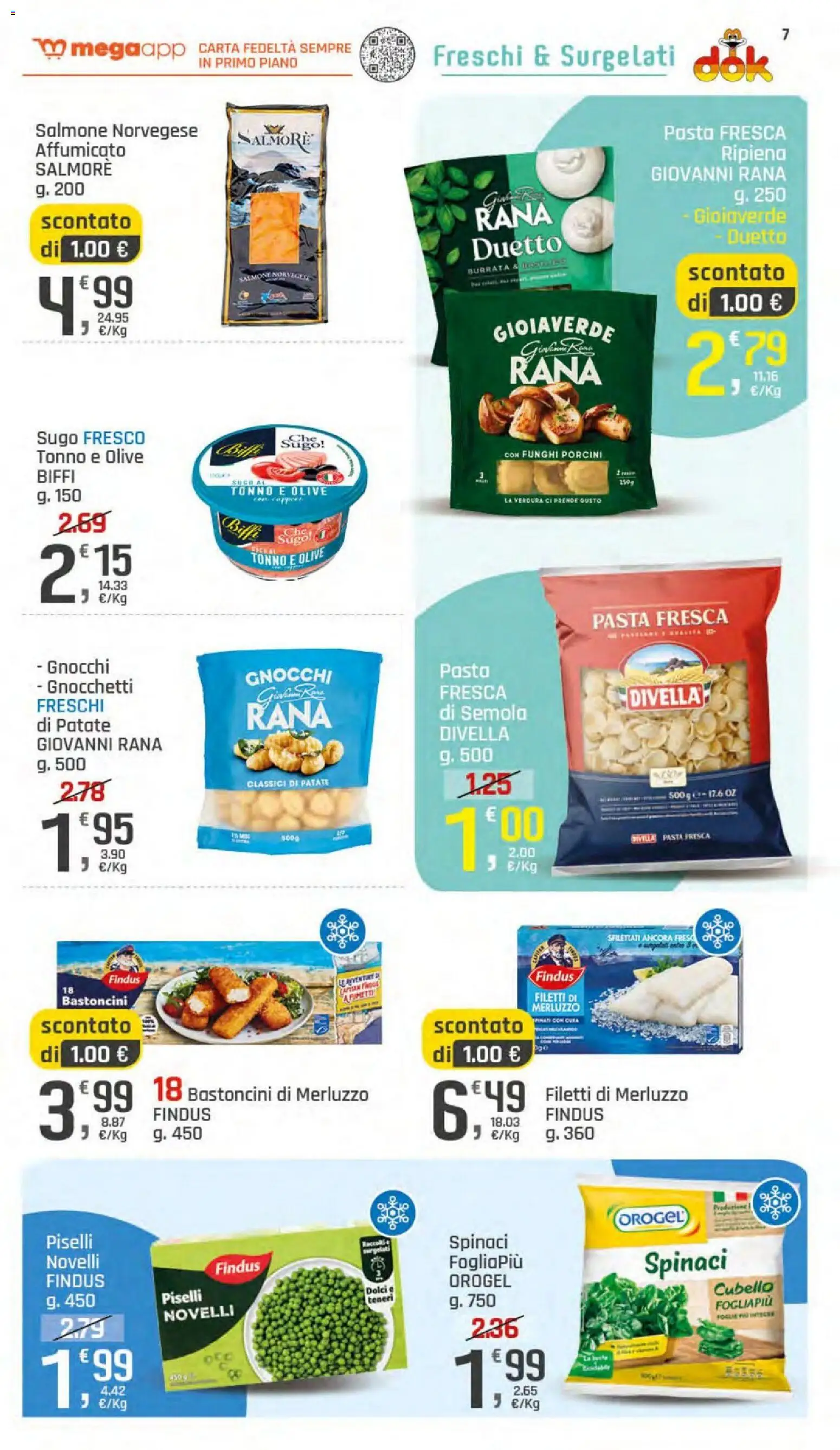 Volantino DOK del 24/09/2026 | Pagina: 7 | Prodotti: Merluzzo, Patate, Spinaci, Gnocchetti