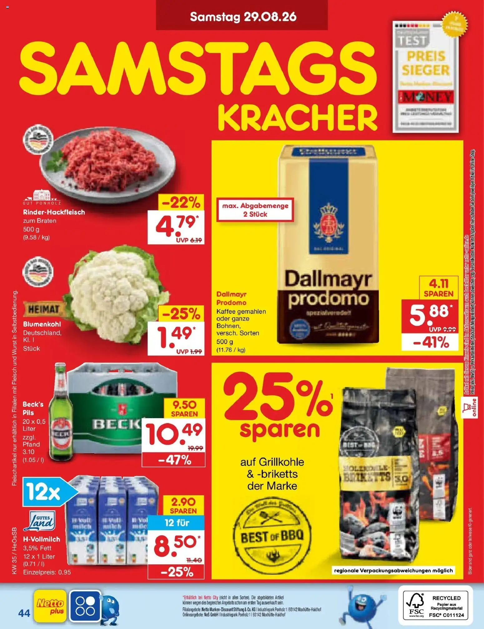 Netto Marken-Discount Prospekt Rostock – gültig ab 24.08.2026 | Seite: 56 | Produkte: Pils, Dallmayr, Wurst, Blumenkohl