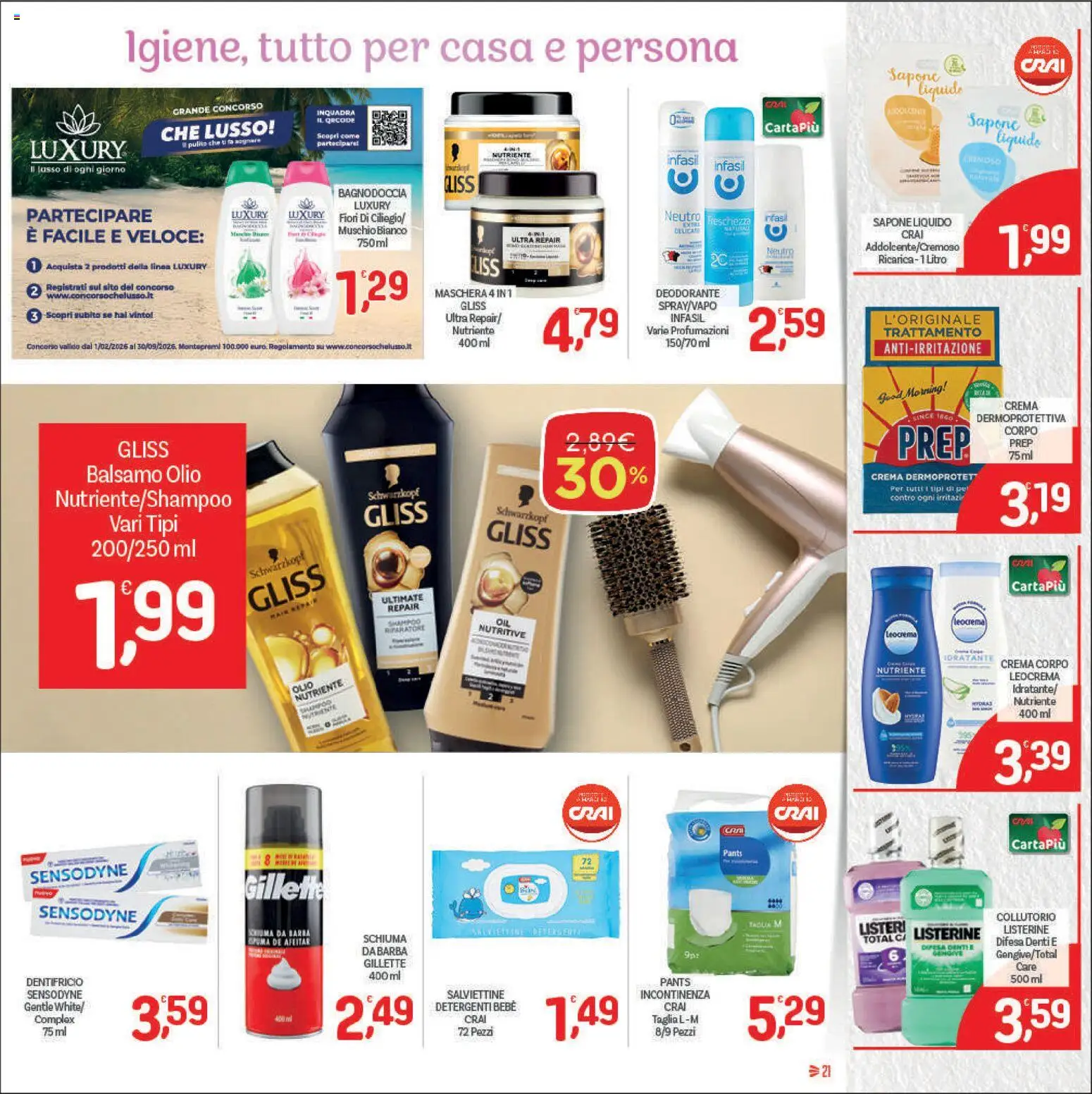 Volantino CRAI del 11.06.2026 | Pagina: 21 | Prodotti: Deodorante, Dentifricio, Collutorio, Olio
