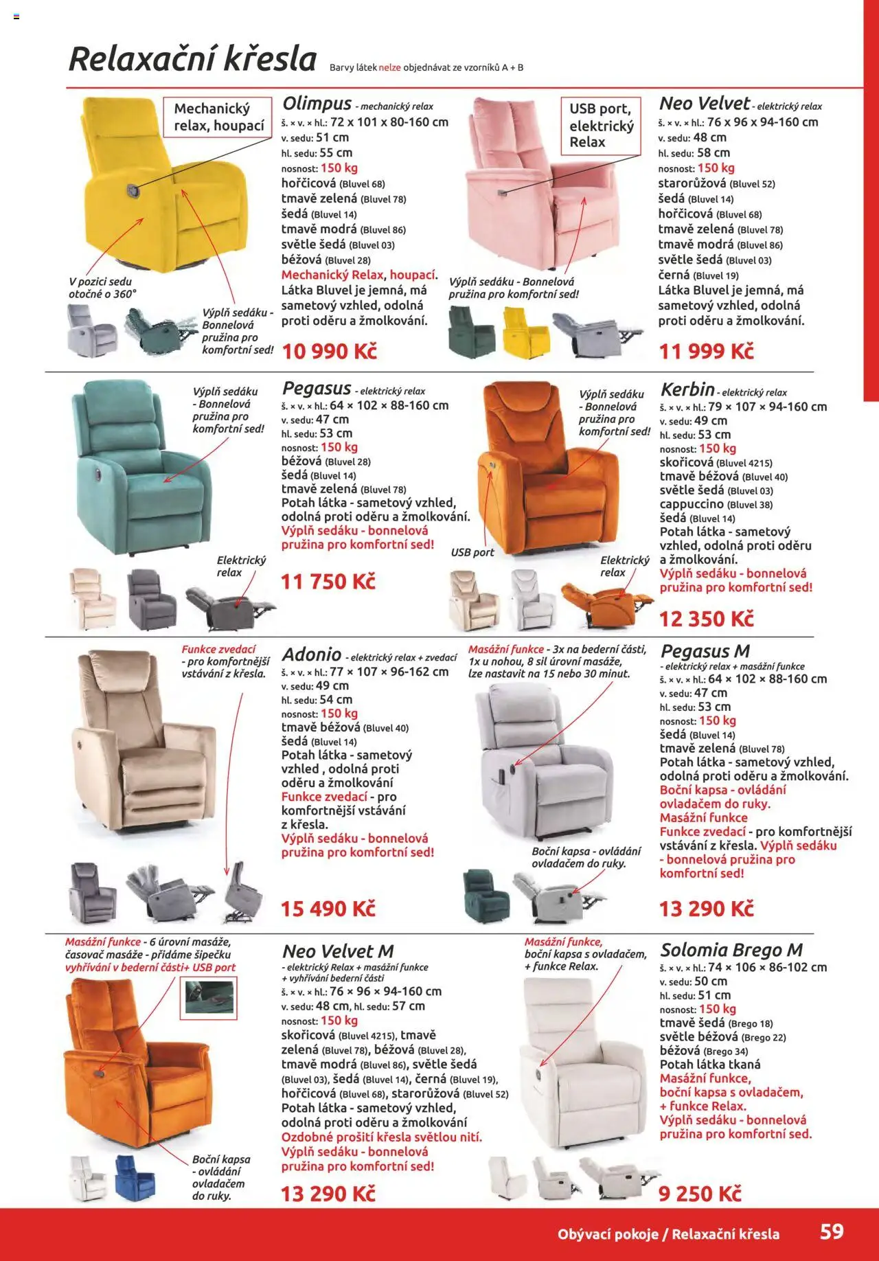 ORFA nábytek katalog 2025-2026 od 01.10.2025 | Strana: 59 | Produkty: Křesla, Velvet, Časovač, Barvy