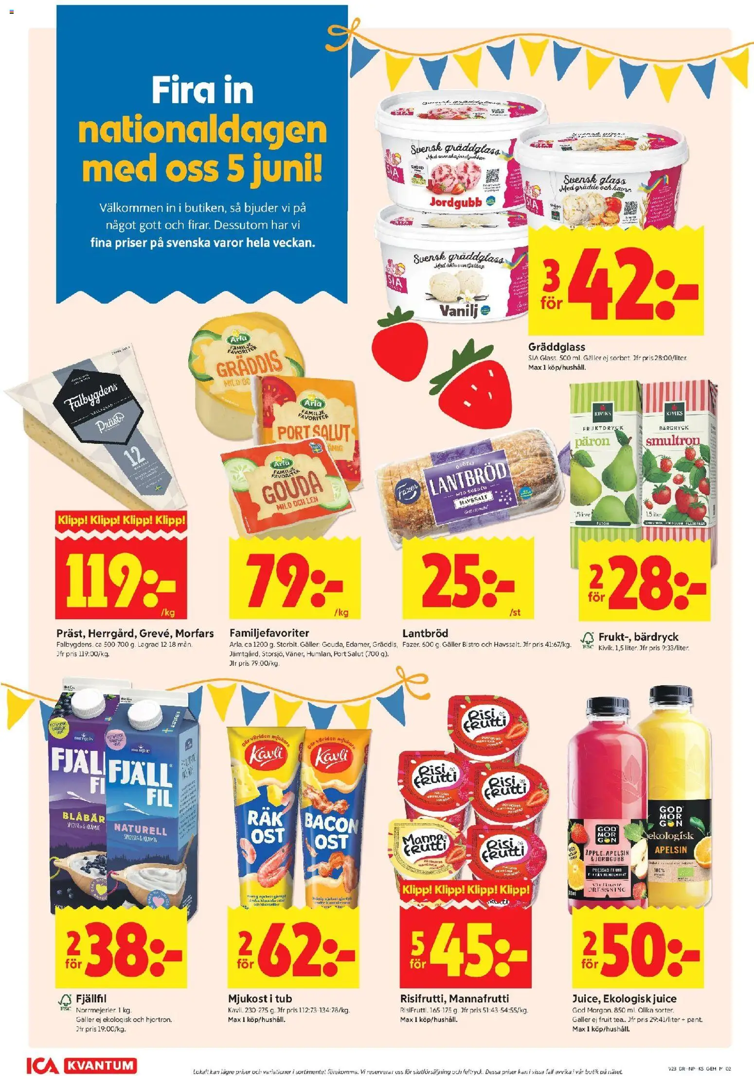 ICA Kvantum reklamblad aktuell från 01.06.2026 | Sida: 2 | Produkter: Bacon, Galler, Apelsin, Blåbär