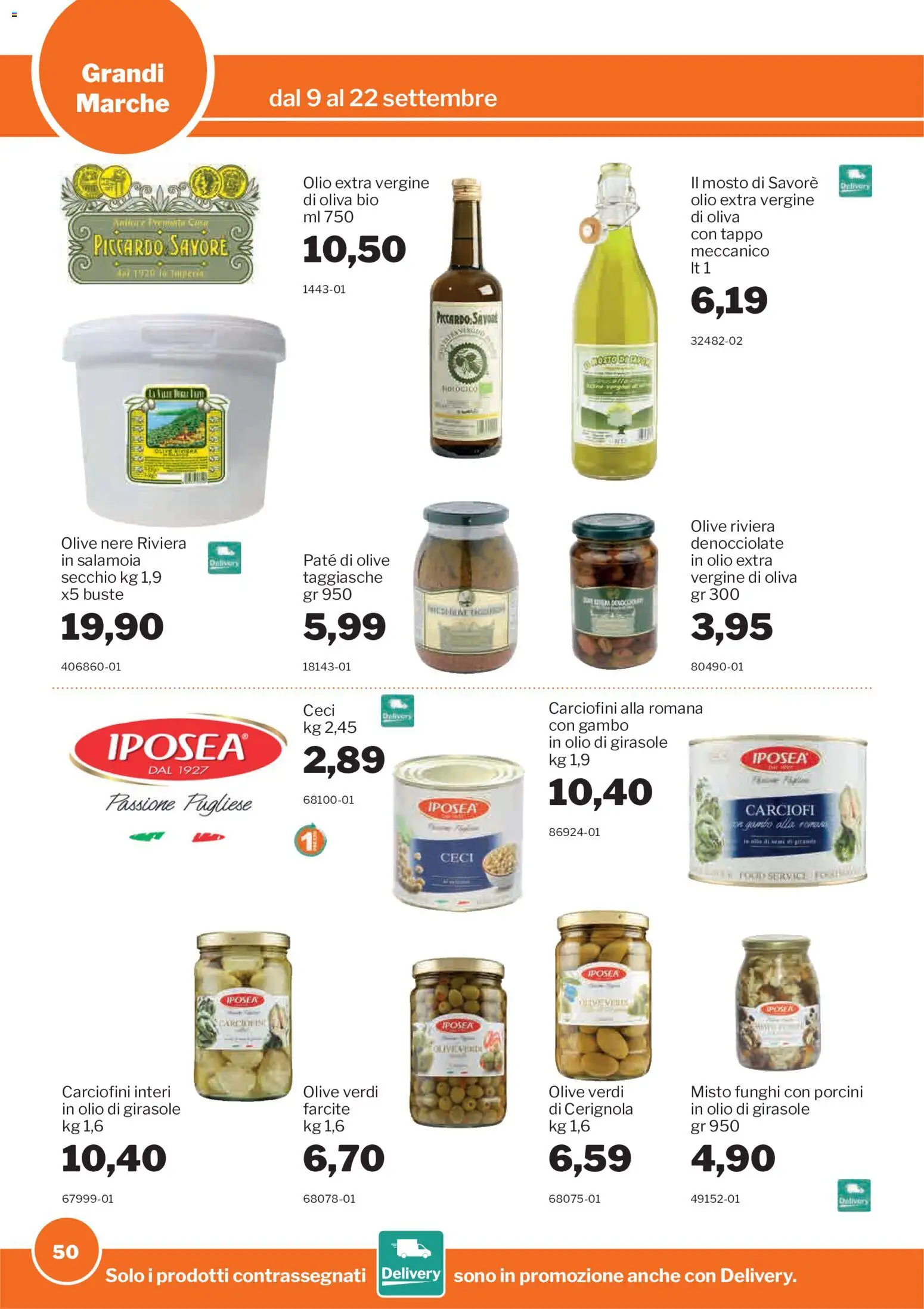Volantino Sogegross del 09/09/2026 | Pagina: 50 | Prodotti: Olive, Funghi, Carciofi, Olio di girasole