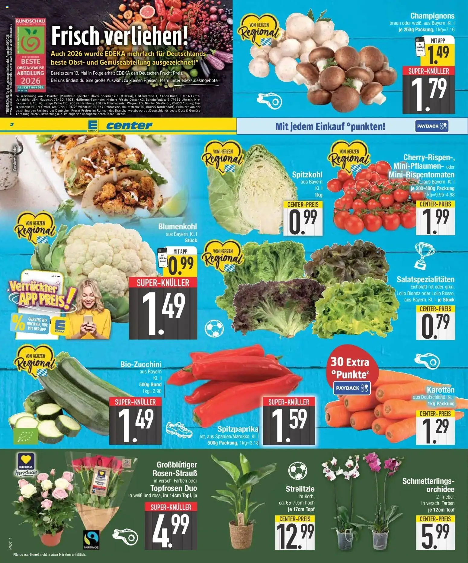 Edeka - EDEKA: Wochenangebote (ab 28.06.2026) » Angebote Online | Seite: 2 | Produkte: Orchidee, Champignons, Obst, Blumenkohl