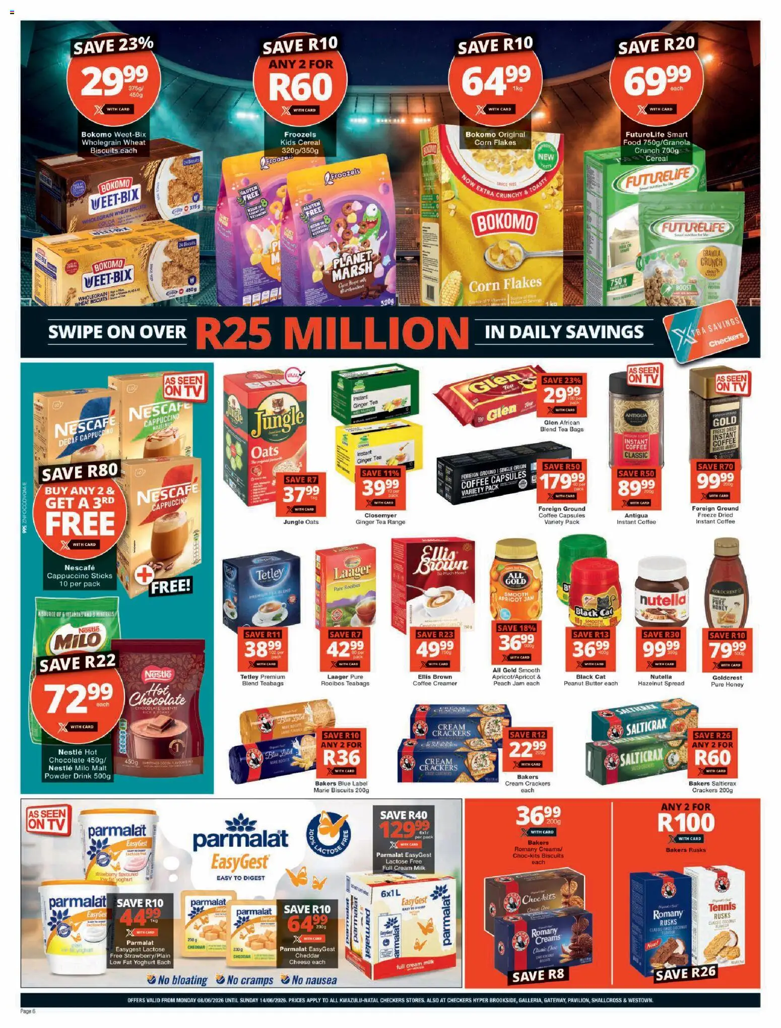 New Checkers catalogue – valid from 08.06.2026 | Page: 6 | Products: Creamer, Biscuits, Coffee, Cream