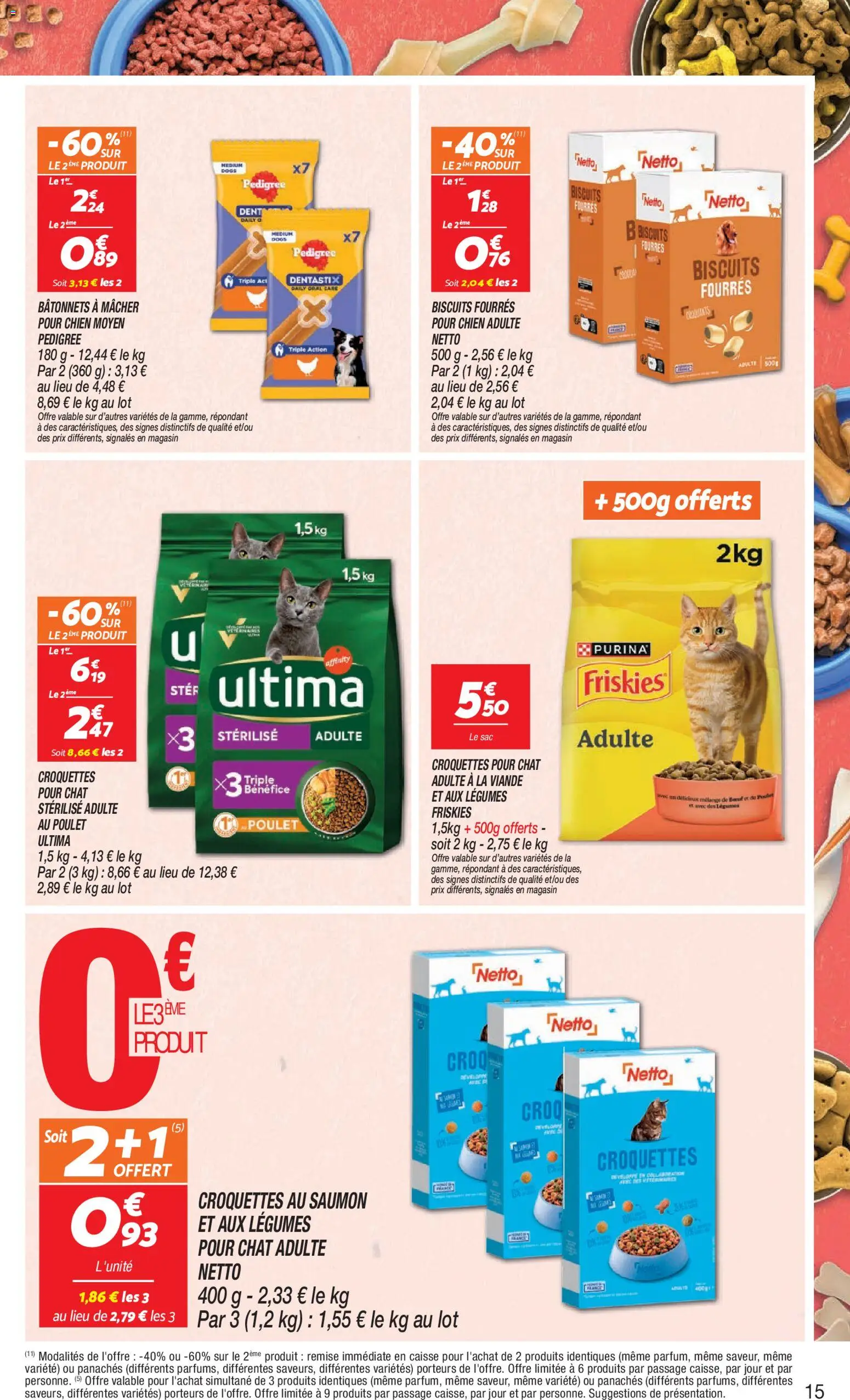 {H1} | Page: 15 | Produits: Croquettes, Sac, Saumon, Biscuits
