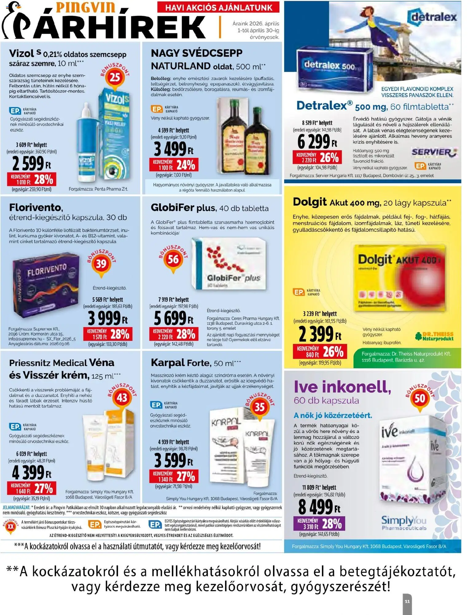Pingvin Patika akciós ujság - amely érvényes a következő dátumtól: 01.04.2026 | Oldal: 11 | Termékek: Kurkuma