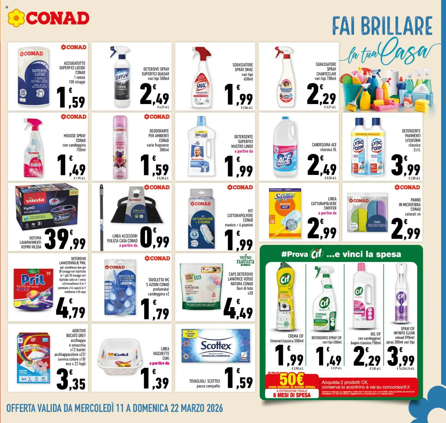 Volantino Conad del 11.03.2026 | Pagina: 21 | Prodotti: Crema, Tavoletta wc, Lavatrice, WC