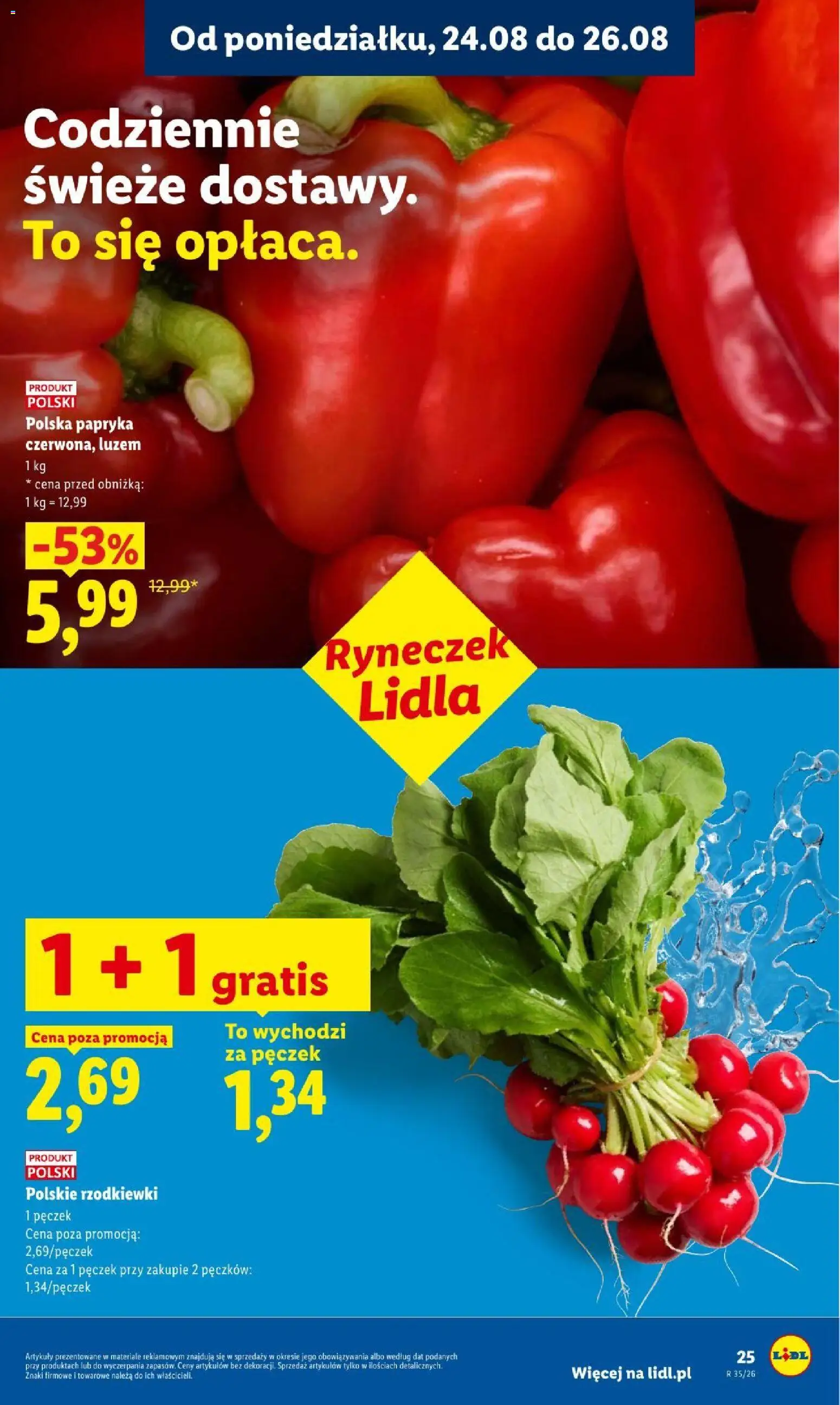 Lidl gazetka od 24.08.2026 | Strona: 37 | Produkty: Rzodkiewki, Bell, Papryka