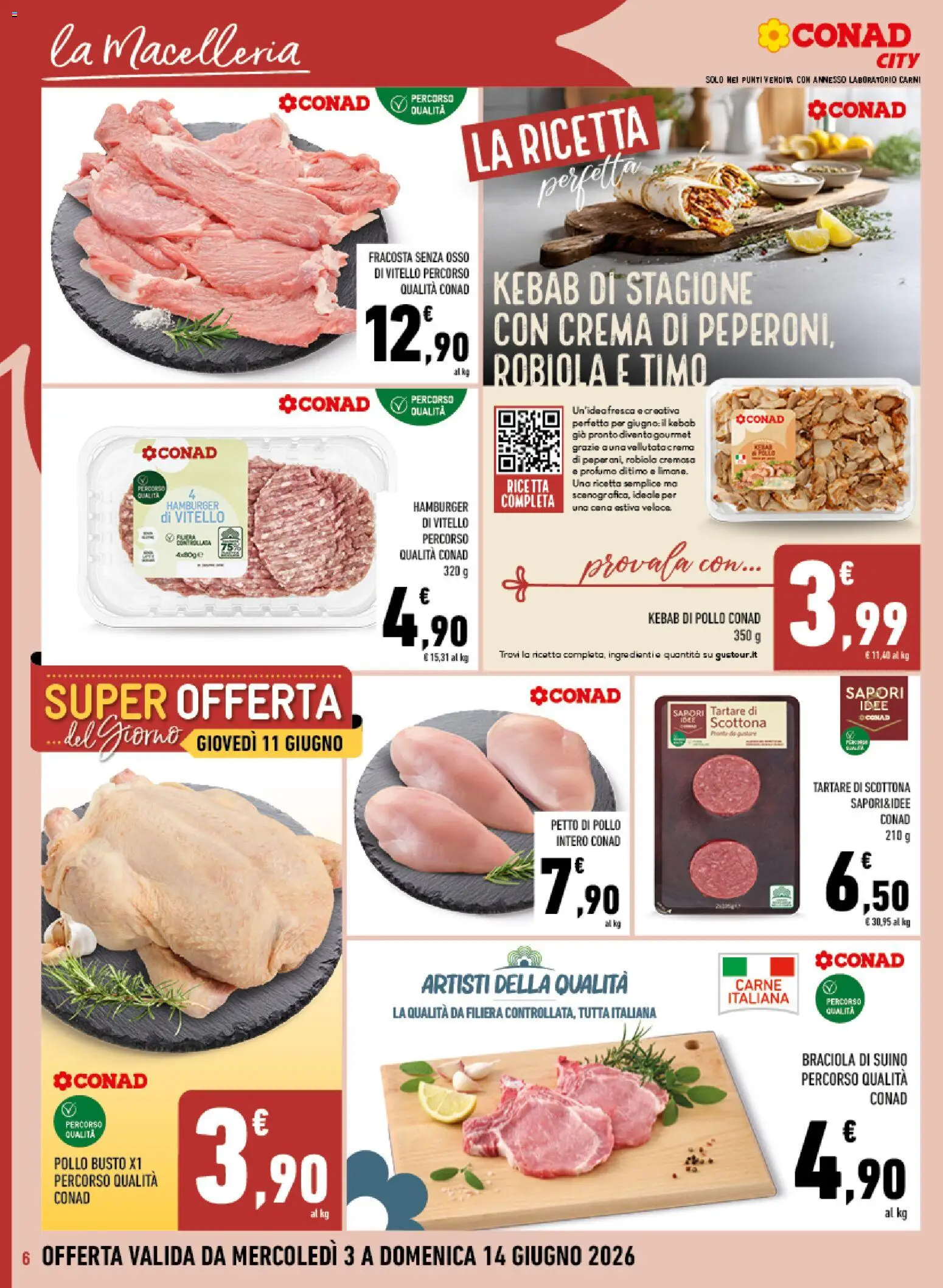 Volantino Conad del 03.06.2026 | Pagina: 6 | Prodotti: Pollo, Suino, Vitello, Hamburger