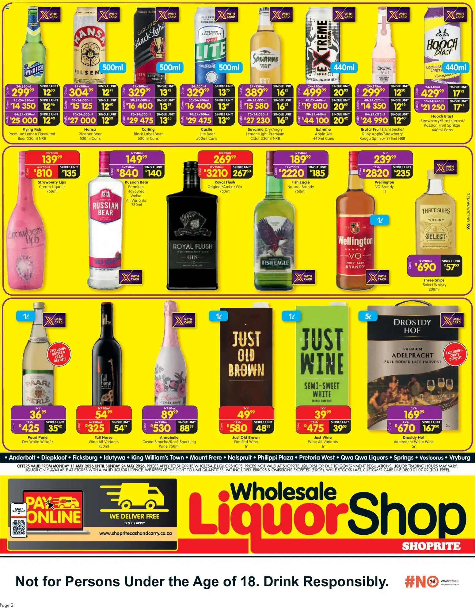New Shoprite catalogue – valid from 11.05.2026 | Page: 2 | Products: Case, Fish, Gin, Fruit
