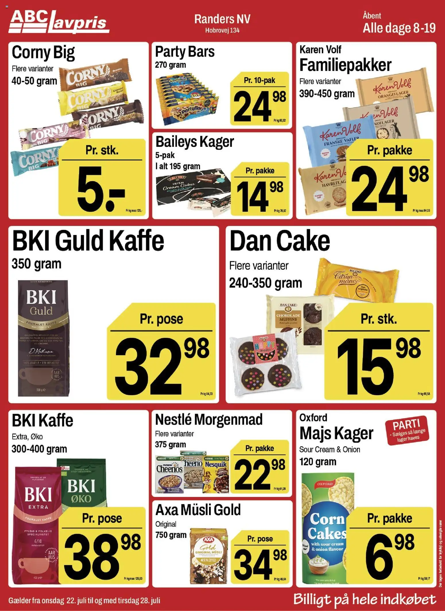 Abc Lavpris tilbudsavis – gyldig fra 22/07/2026 | Side: 7 | Produkter: Kaffe, Majs, Vafler, Kager