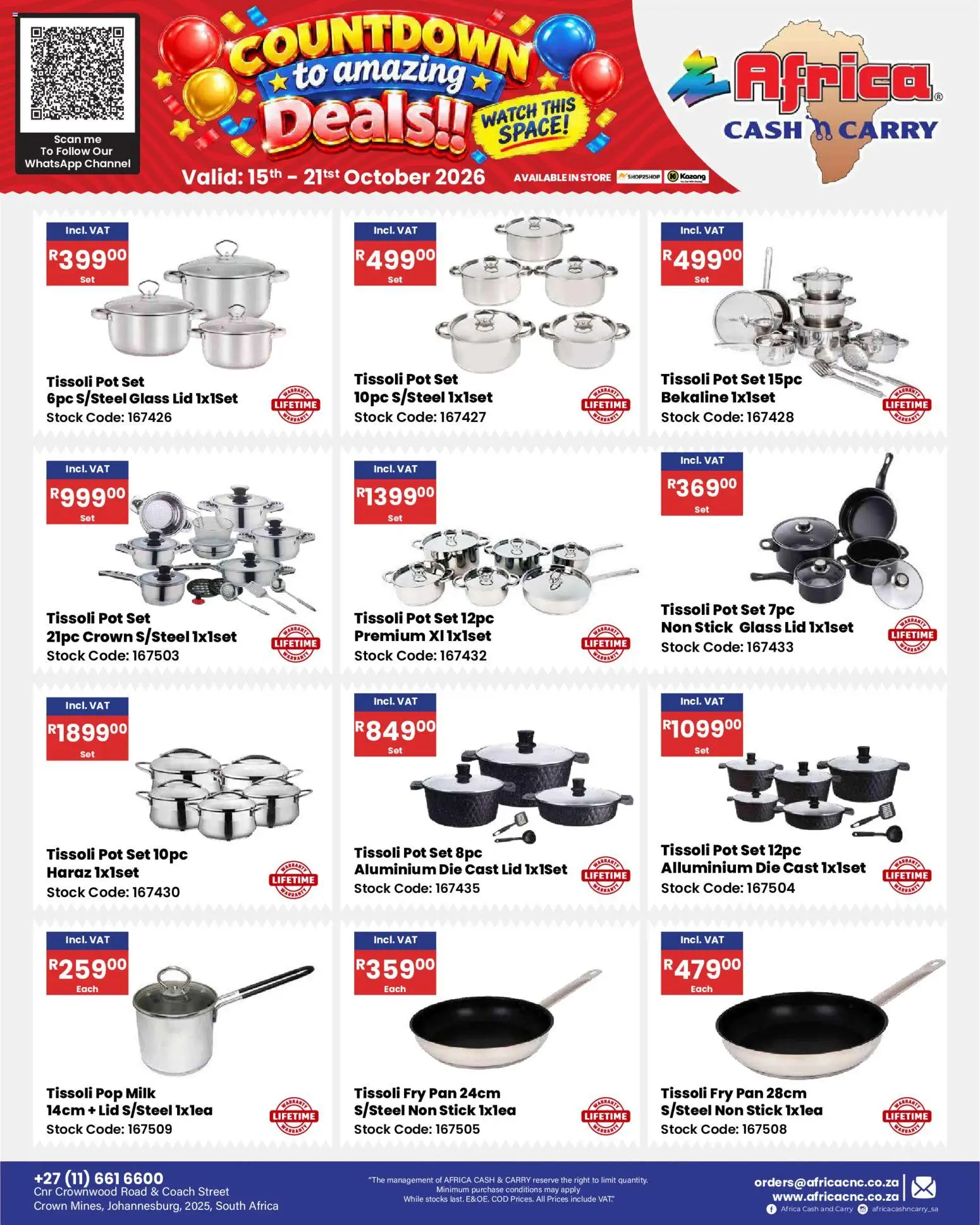 New Africa Cash & Carry catalogue – valid from 15/10/2026 | Page: 46 | Products: Watch, Milk, Stock