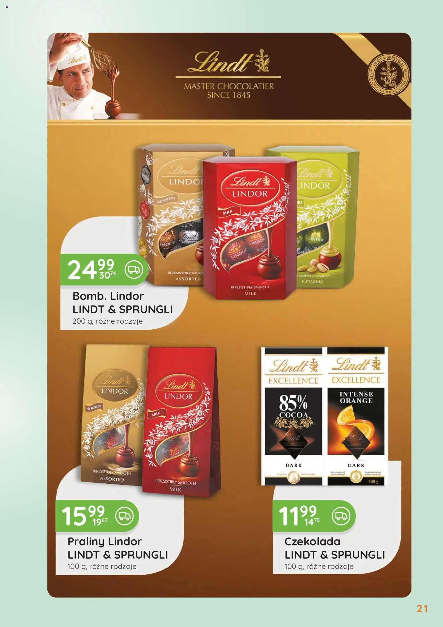 Eurocash gazetka - Oferta Handlowa od 04.05.2026 | Strona: 21 | Produkty: Czekolada lindt, Praliny, Czekolada