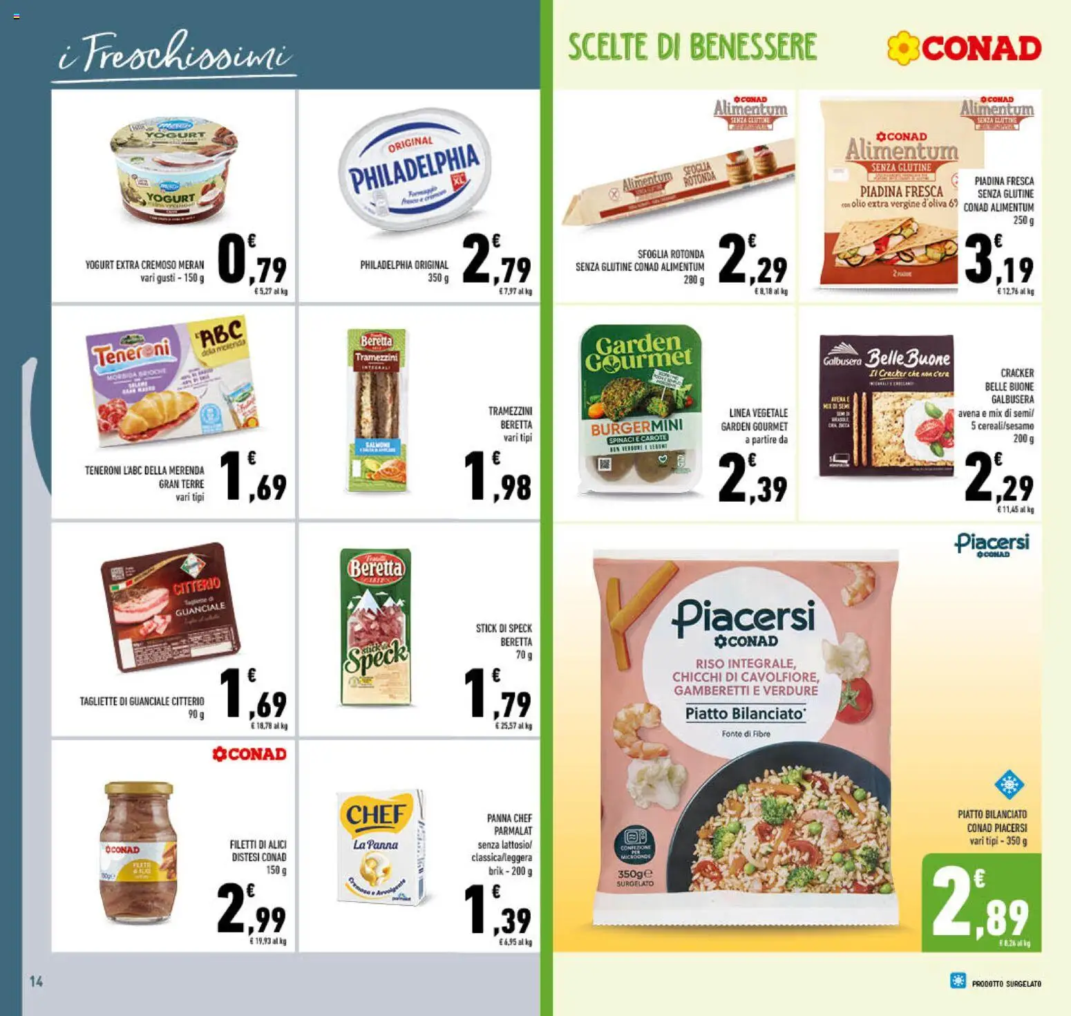 Volantino Conad del 23/09/2026 | Pagina: 14 | Prodotti: Speck, Brioche, Cracker, Guanciale
