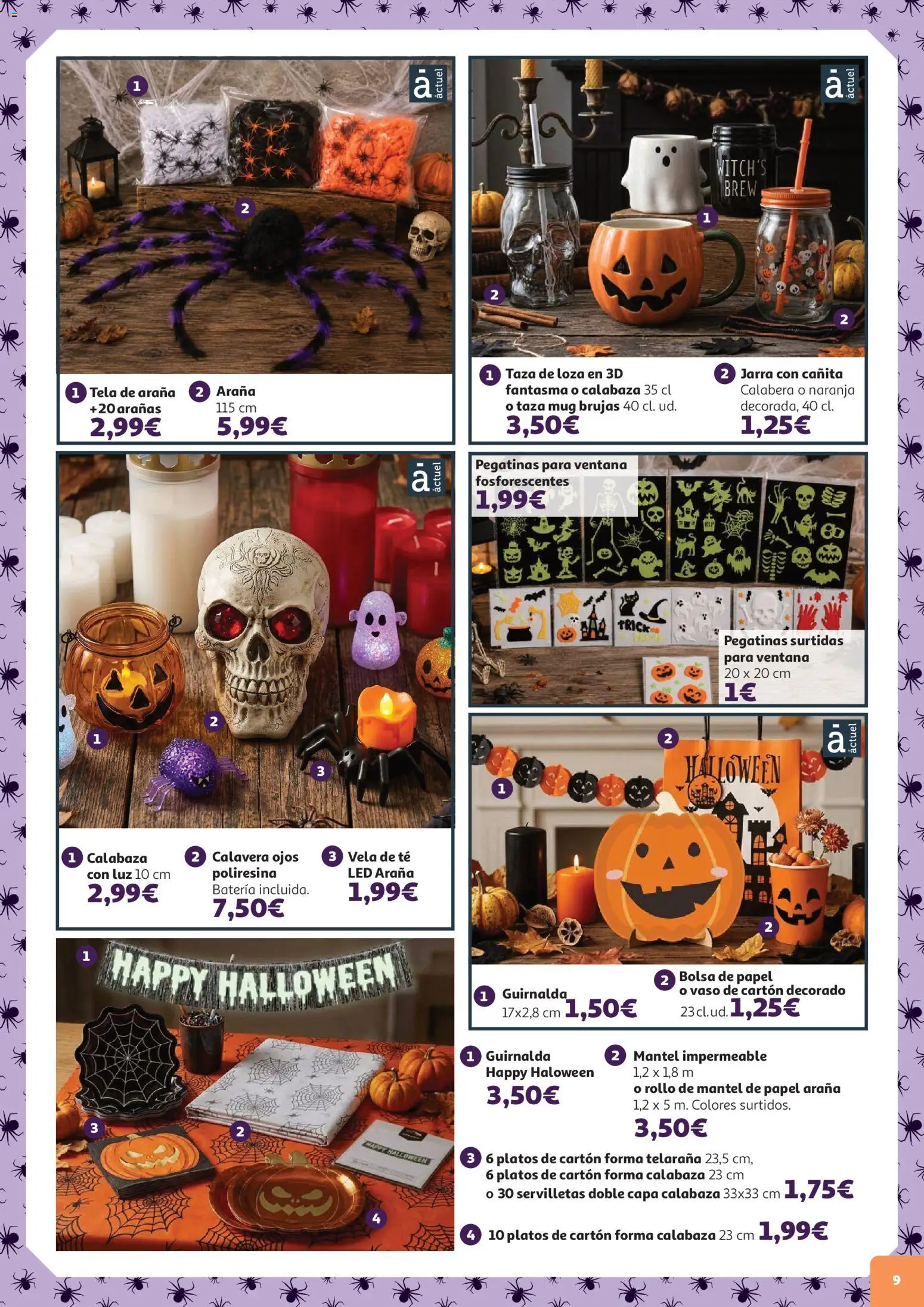 Alcampo - Halloween │ válido desde el 09/10/2026 | Página: 9 | Productos: Mantel, Vela, Bolsa, Batería